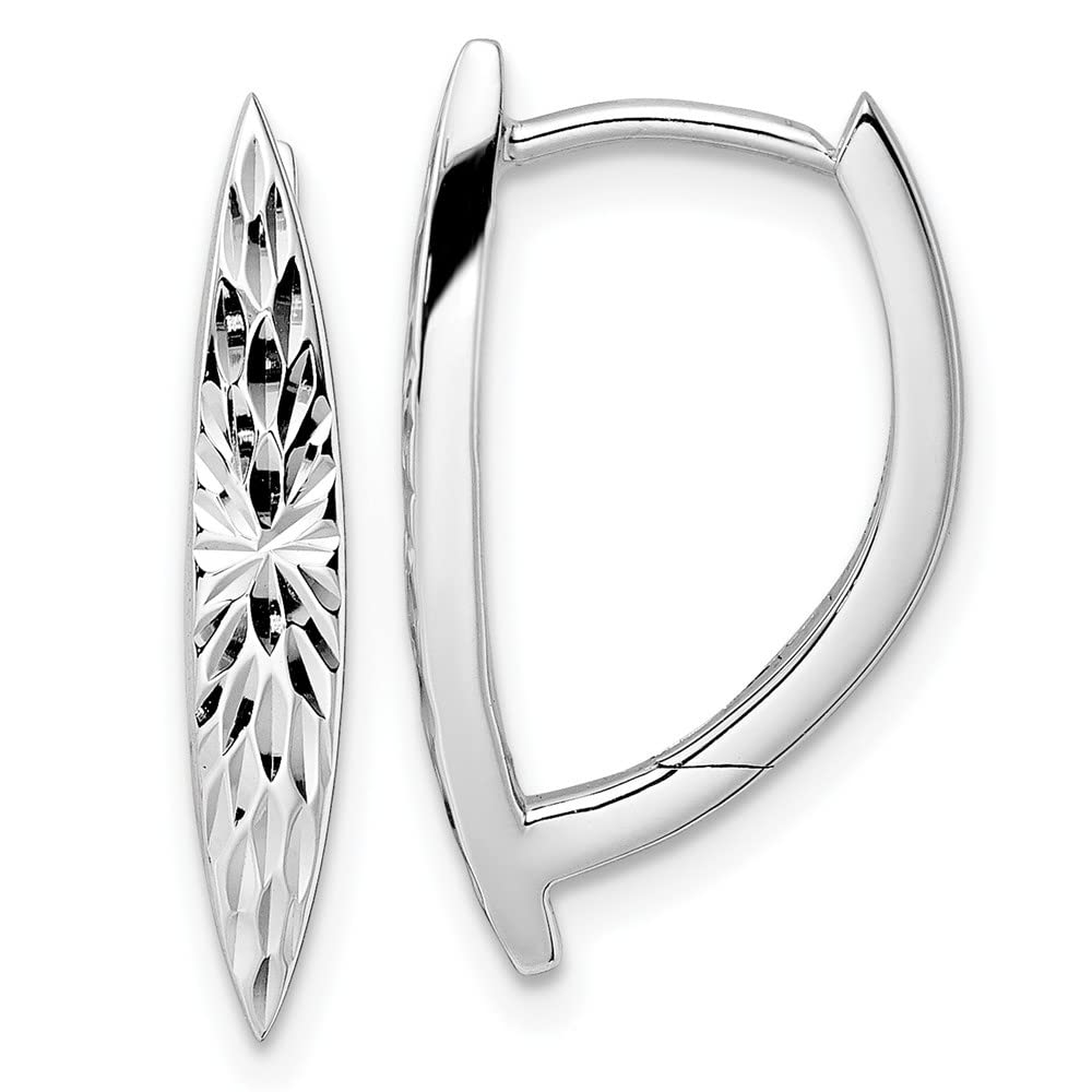 Sterling Silver Diamond Cut Hoop Earrings for Women - 0.86 Inch Length, 0.51 Inch Width - Elegant Dangle Earrings for Party, Wedding & Everyday Wear