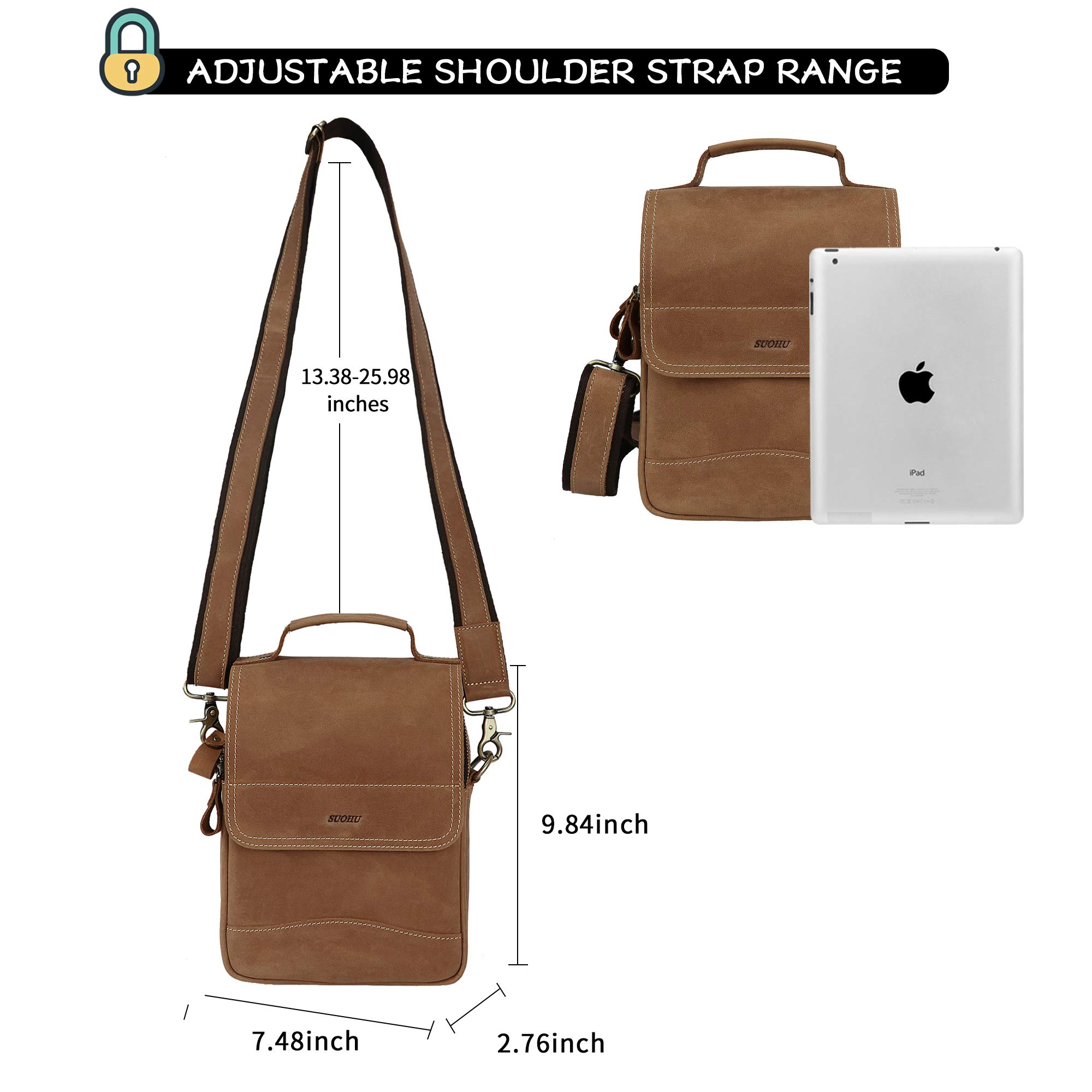 Men's Leather Retro Small Shoulder Bag - Detachable Business Messenger Bag for iPad & Essentials | Perfect for Work, Travel & Daily Commute