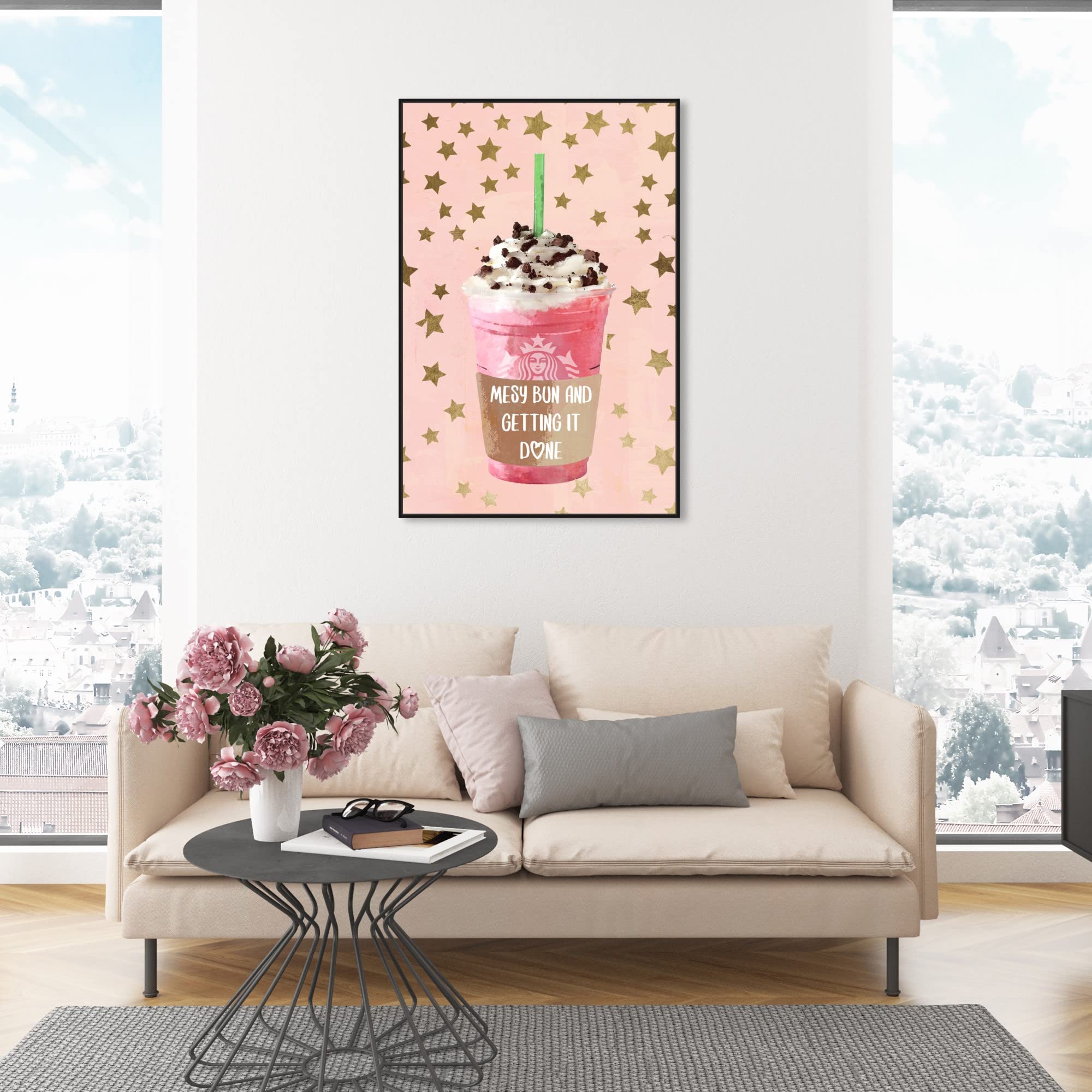 Oliver Gal Artist Co. 'Star Bright Drink' Framed Canvas Wall Art - Bar & Coffee Shop Decor, Cocktail Lounge Poster, Home Bar Aesthetic, Kitchen Wall Decor
