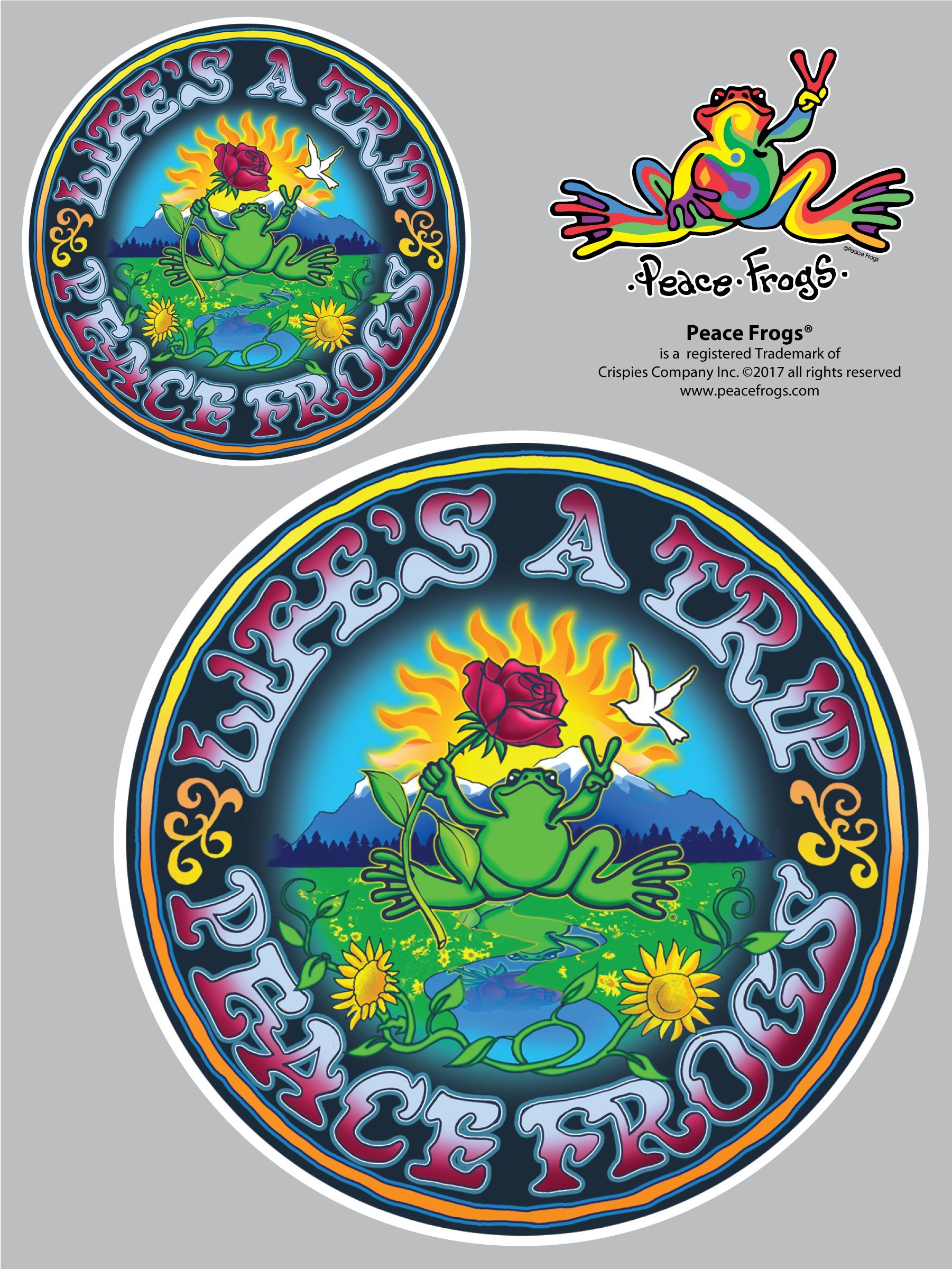 Enjoy It Peace Frogs Life's a Trip Car Sticker - Waterproof Vinyl Decal for Windows, Bumpers, Laptops & DIY Crafts - Perfect for Outdoor Adventures, Road Trips & Personalizing Your Gear