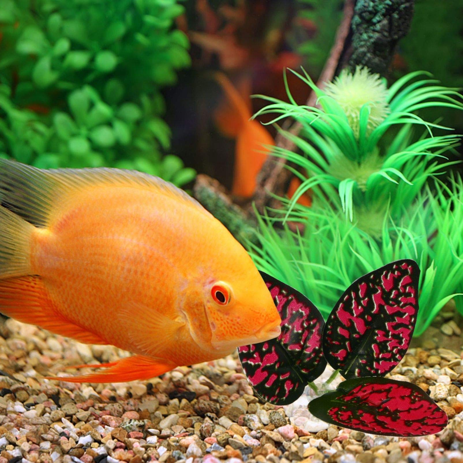 Balacoo 4pcs Artificial Aquarium Leaves - Realistic Fish Tank Decor, Plastic Greenery for Turtle & Cat Anxiety Relief - Perfect for Aquascaping, Reptile Tanks & Small Pet Enrichment