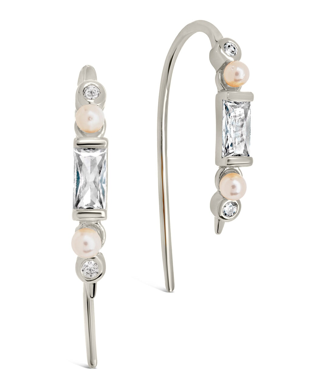 Nadia CZ & Pearl Threader Earrings for Women - Elegant Dangle Drop Earrings for Party, Wedding & Everyday Wear