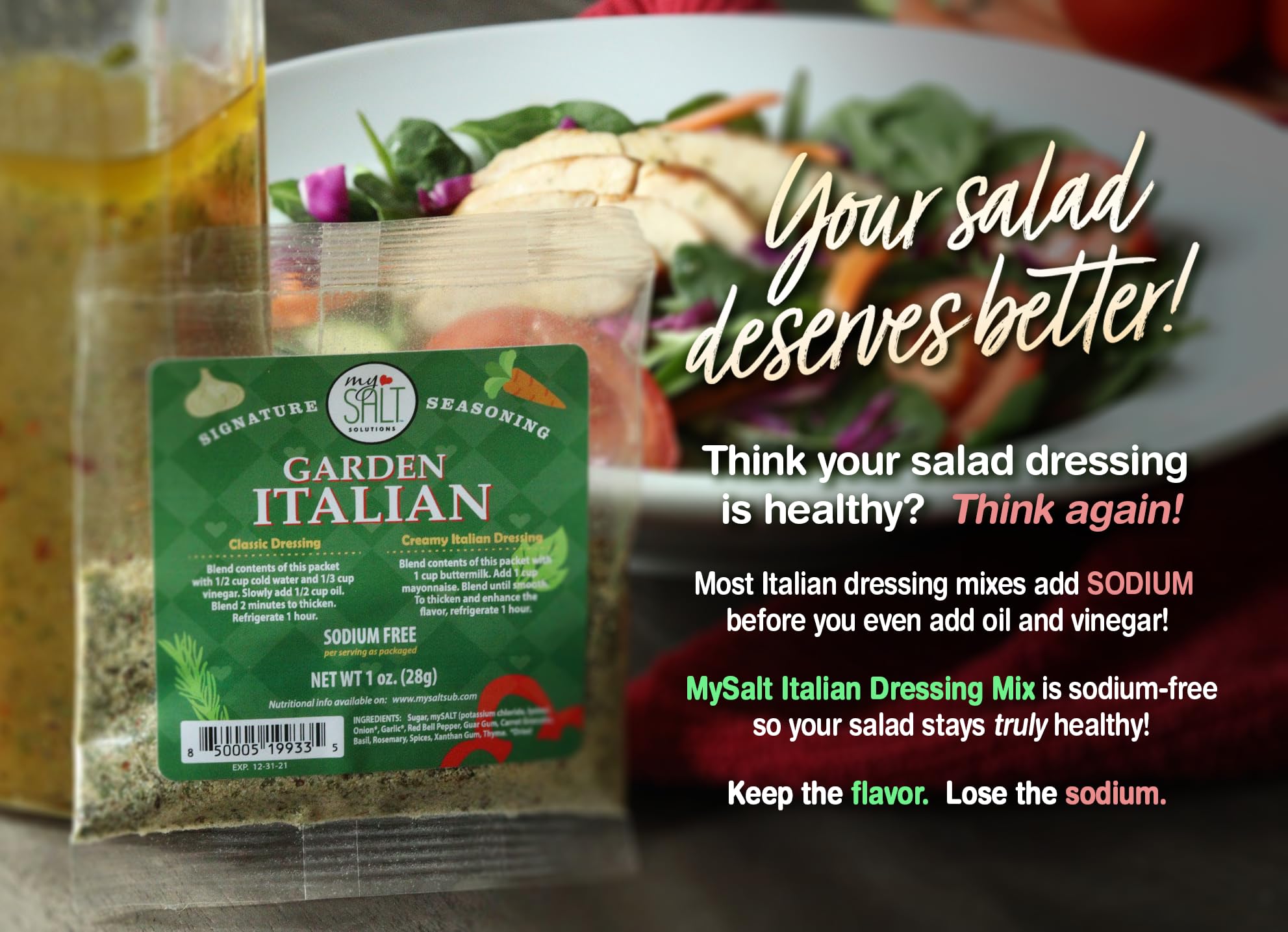 Italian Restaurant Style Salad Dressing Mix - Sodium Free, Gluten Free, 5 Pack - Perfect for Garden Fresh Salads, Pasta & Homemade Italian Dishes