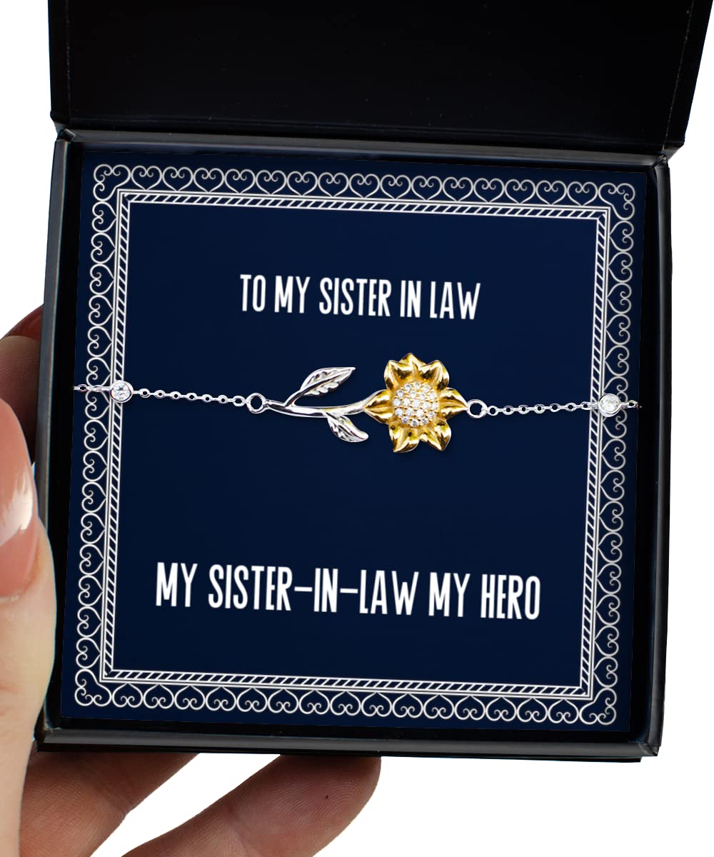 My Sister-in-Law My Hero Sunflower Bracelet - Unique Friendship Jewelry Gift for Sister-in-Law, Best Friend, Birthday, Anniversary - Perfect for Weddings, Family Gatherings & Special Occasions