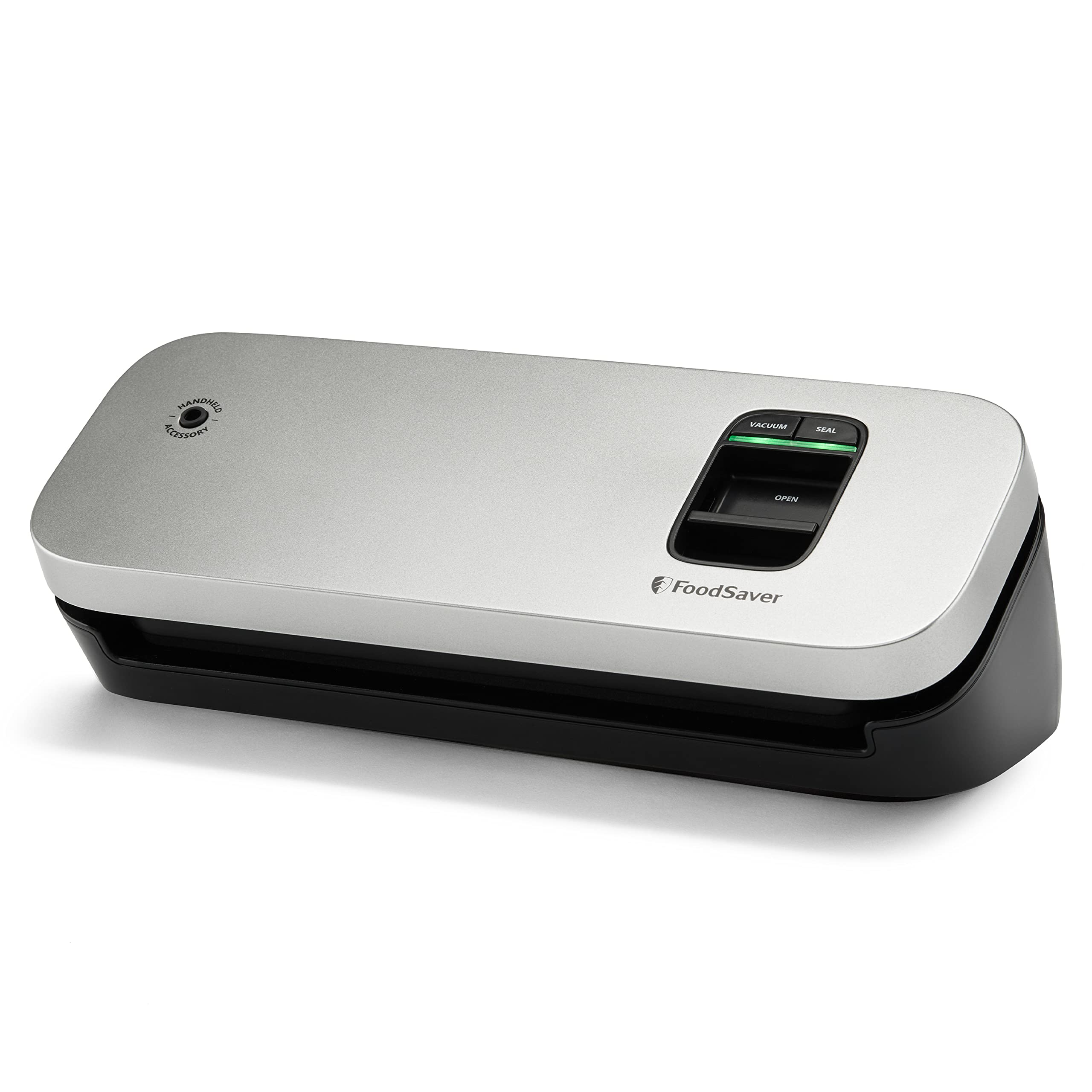 FoodSaver Vacuum Sealer Machine with Bags & Roll - Compact Space Saving Design for Airtight Food Storage, Sous Vide Cooking, Meal Prep & Freezer Organization - Silver (Ideal for Home Kitchen, Camping & Food Preservation)