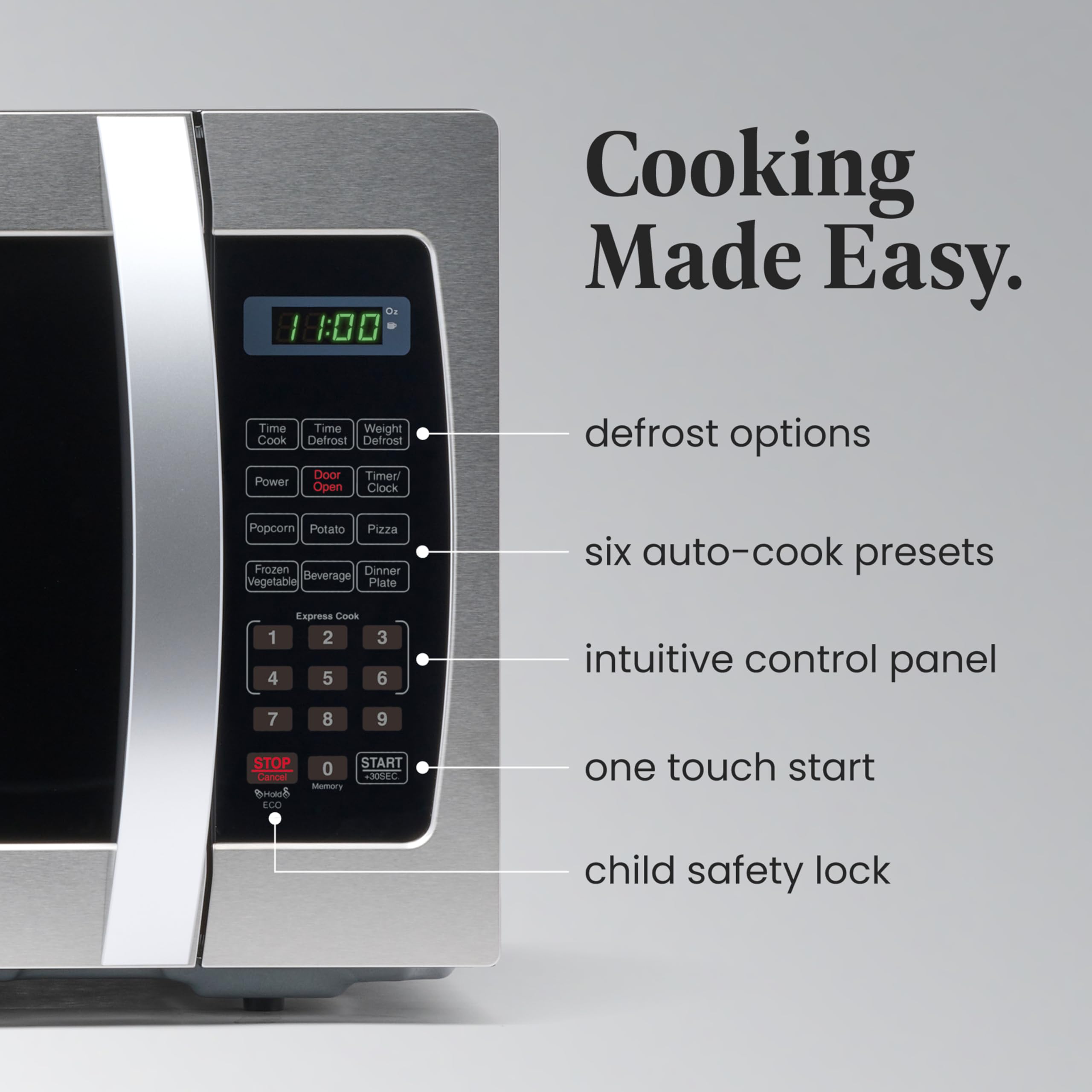 Farberware 1000W 1.3 Cu. Ft. Countertop Microwave Oven with LED Lighting & Child Safety Lock - Stainless Steel Interior for Easy Cleaning - Ideal for Small Kitchens, Apartments, Dorms & Office Break Rooms