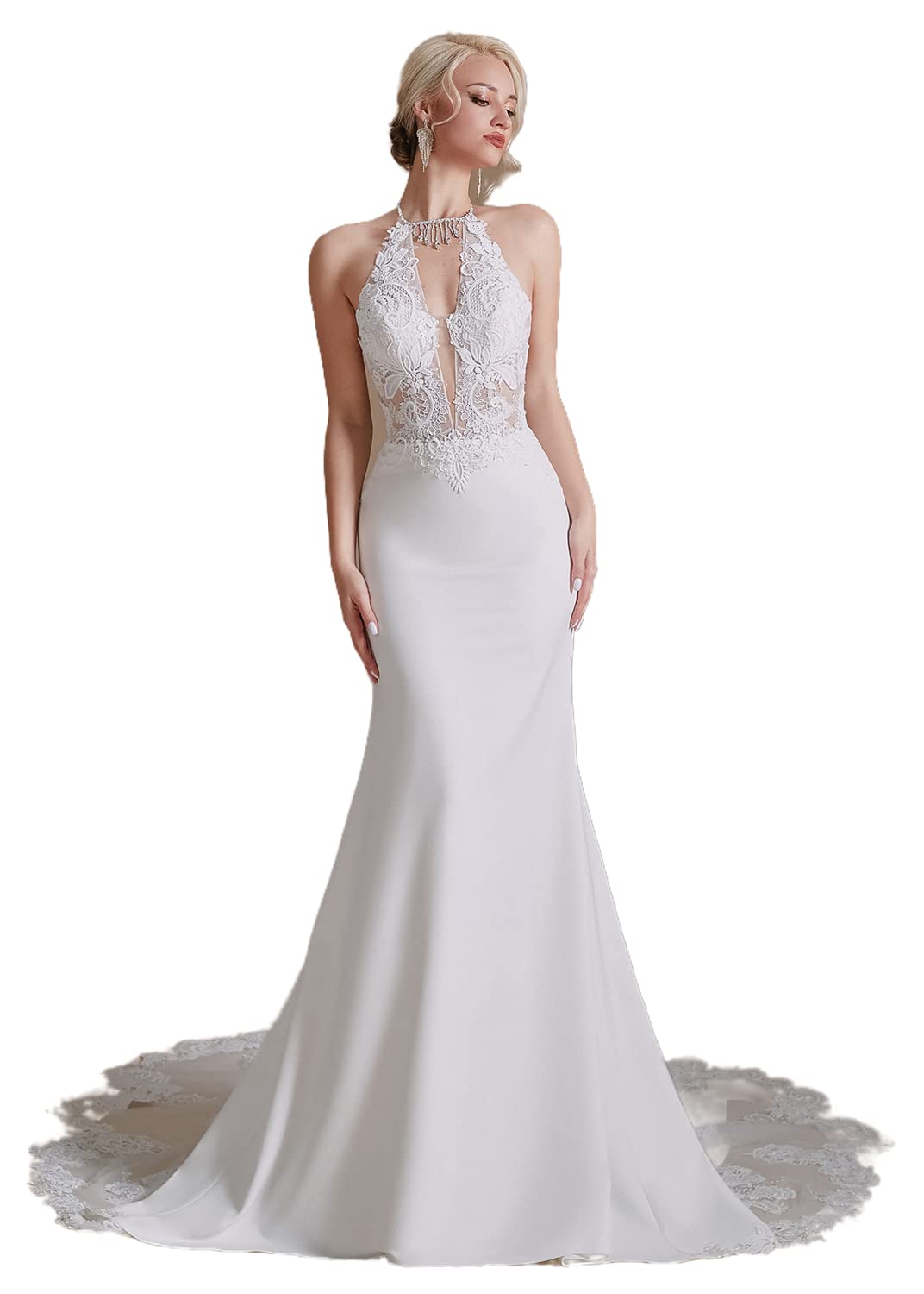 Elegant 2022 Lace Appliques Chiffon Wedding Dress with Long Sleeves - Perfect for Beach Brides & Romantic Outdoor Ceremonies