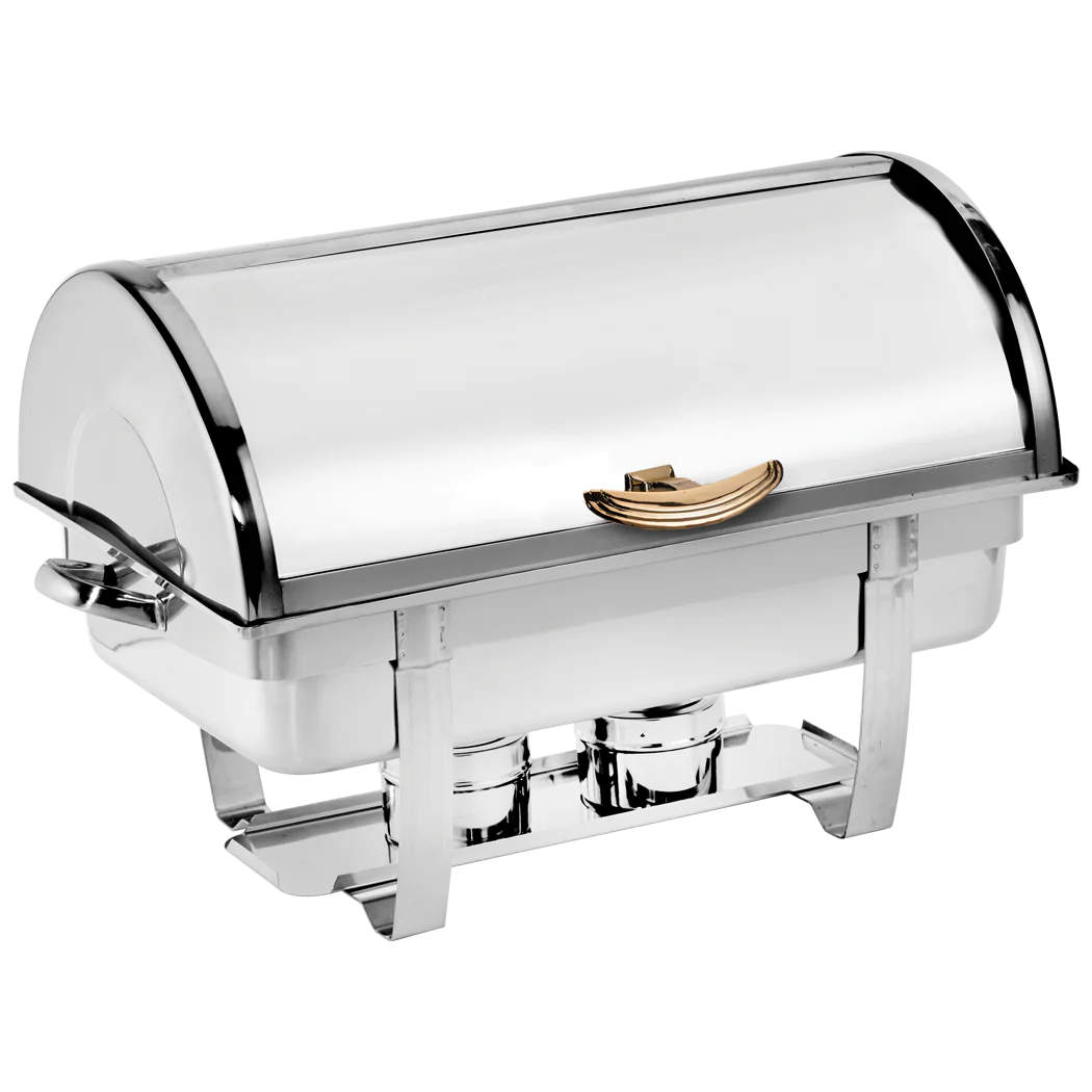 Browne Economy 9 Quart Full-Size Stainless Steel Chafing Dish with Roll-Top Lid - Perfect for Buffets, Catering & Party Food Serving