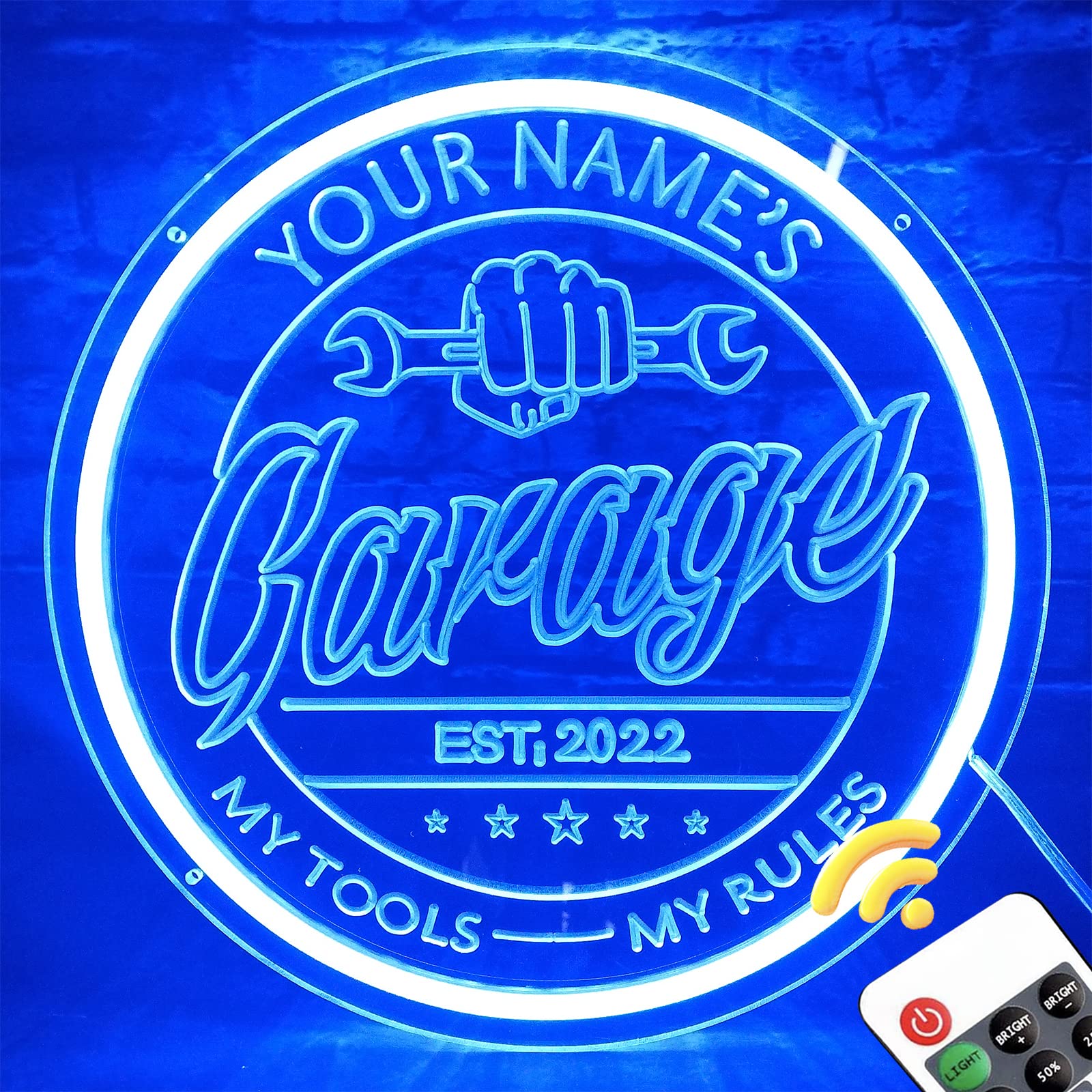 Custom Garage Neon Sign - Personalized LED Wall Decor with Remote Dimmer, 3D Art Light for Man Cave, Workshop & Carport - Perfect Birthday Gift for Men & Dad (20