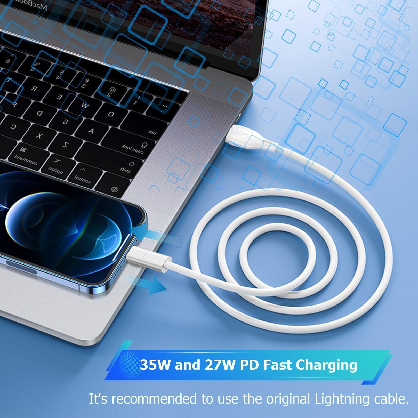 2-Pack Lightning to USB-C Adapter with 35W Fast PD Charging & Data Transfer - Compatible with iPhone 15/15 Pro/15 Pro Max/15 Plus, iPad Pro/Air - Perfect for Travel, Office & Home Charging