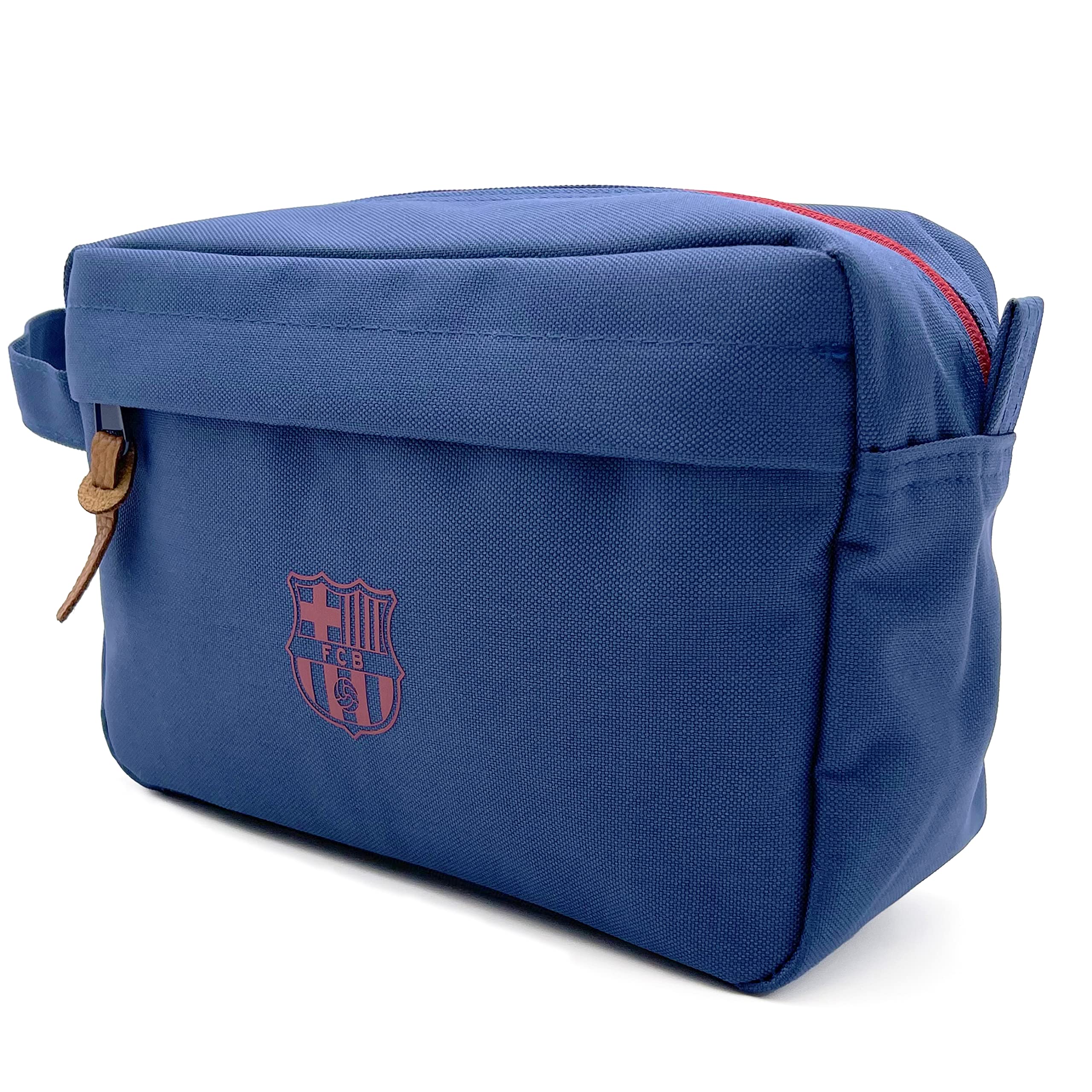 Official FC Barcelona Licensed Toiletry Travel Bag - Navy Blue Soccer Team Logo Cosmetic Case for Men & Women - Perfect for Gym, Travel, and Sports Fans Gifts