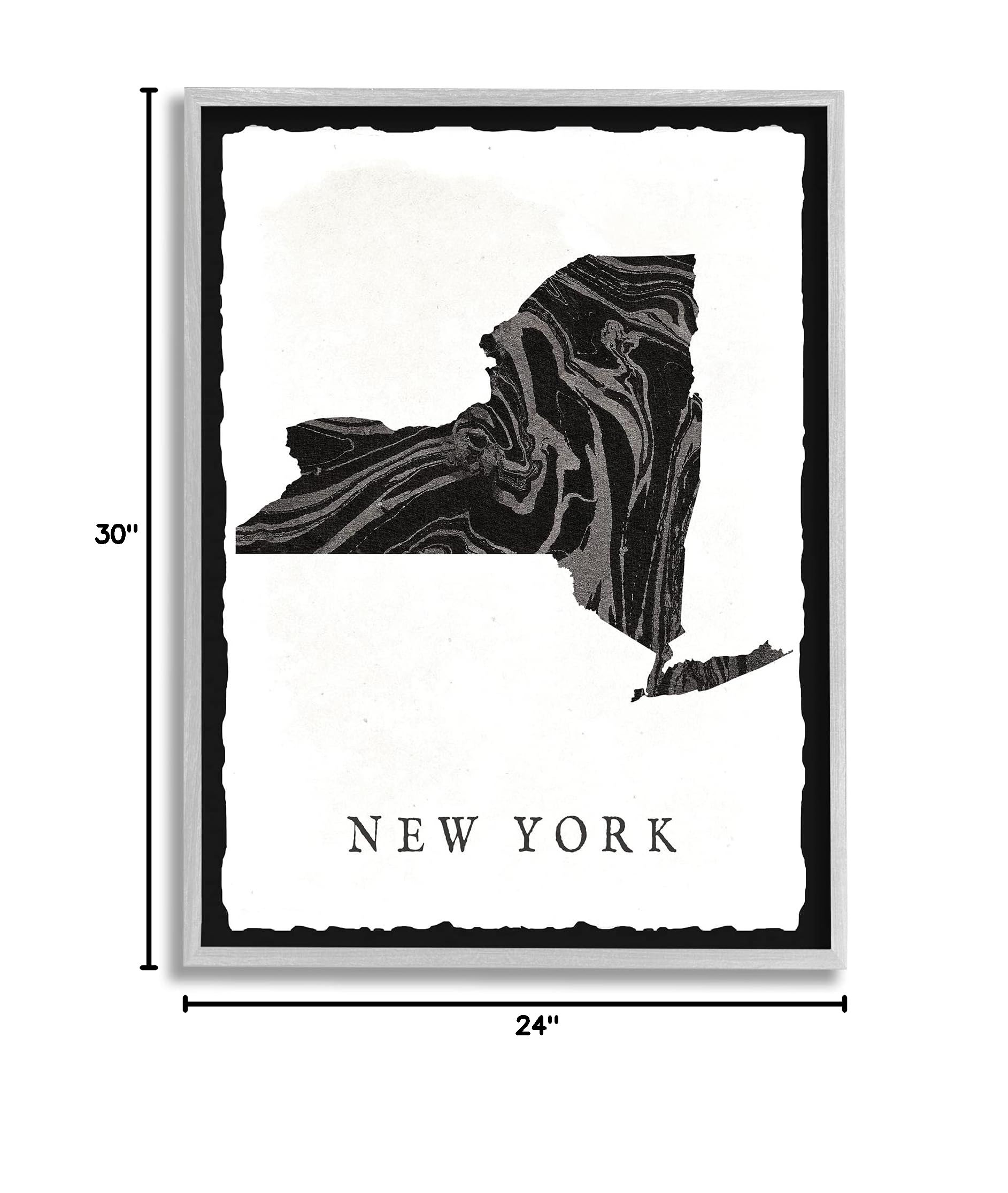 Stupell Industries Black & Grey Marbled Paper New York State Silhouette Wall Art - Daphne Polselli Design - 24