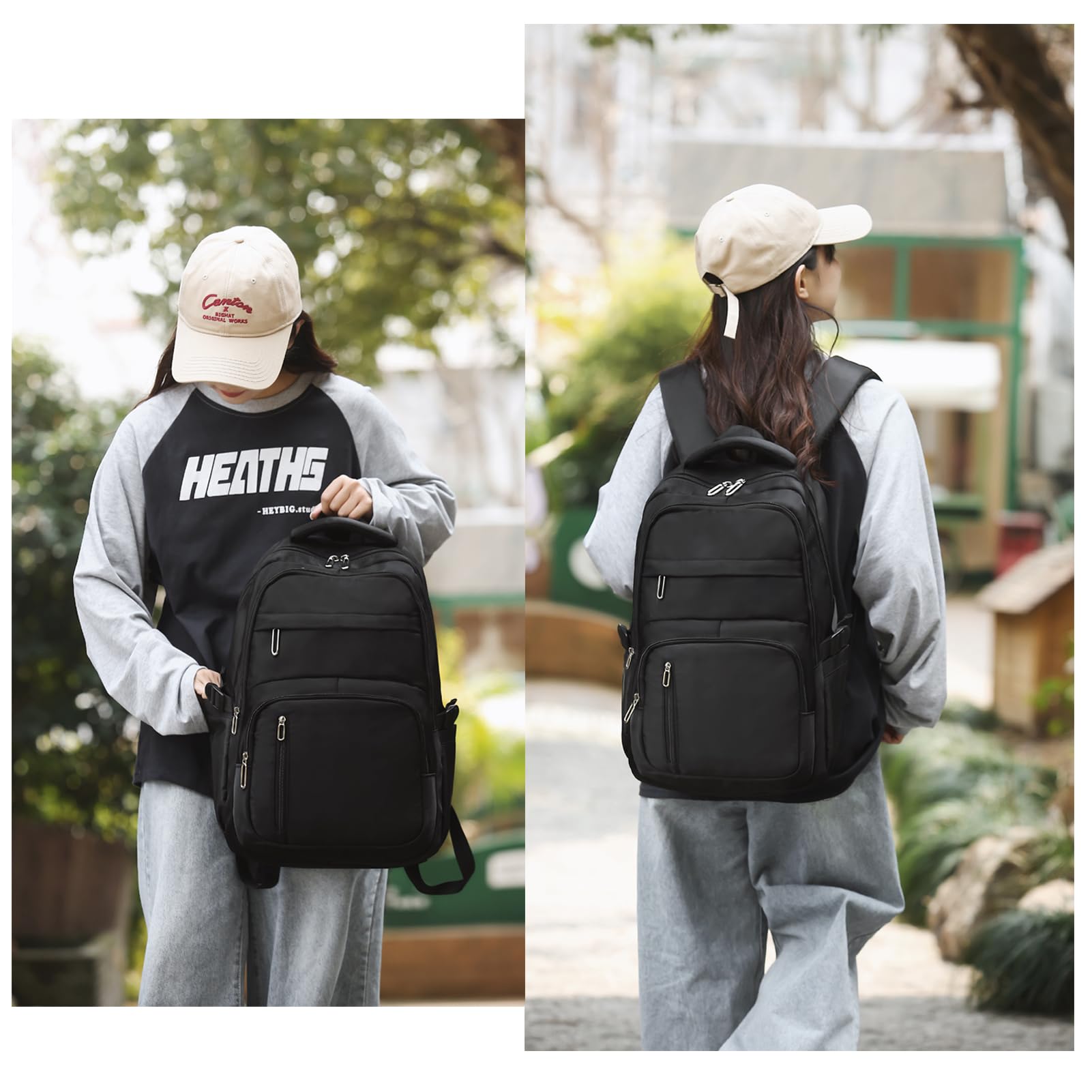 Stylish Lightweight Laptop Backpack for School & Travel - Black