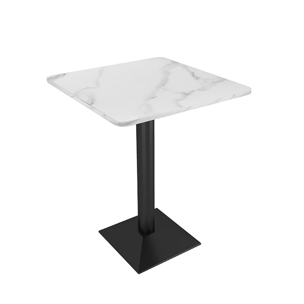 Modern White Sintered Stone Dining Table with Black Metal Base - Square Kitchen & Restaurant Table for Dining Room, Living Room, Office | Stylish & Durable for Home Decor, Family Gatherings, and Commercial Spaces