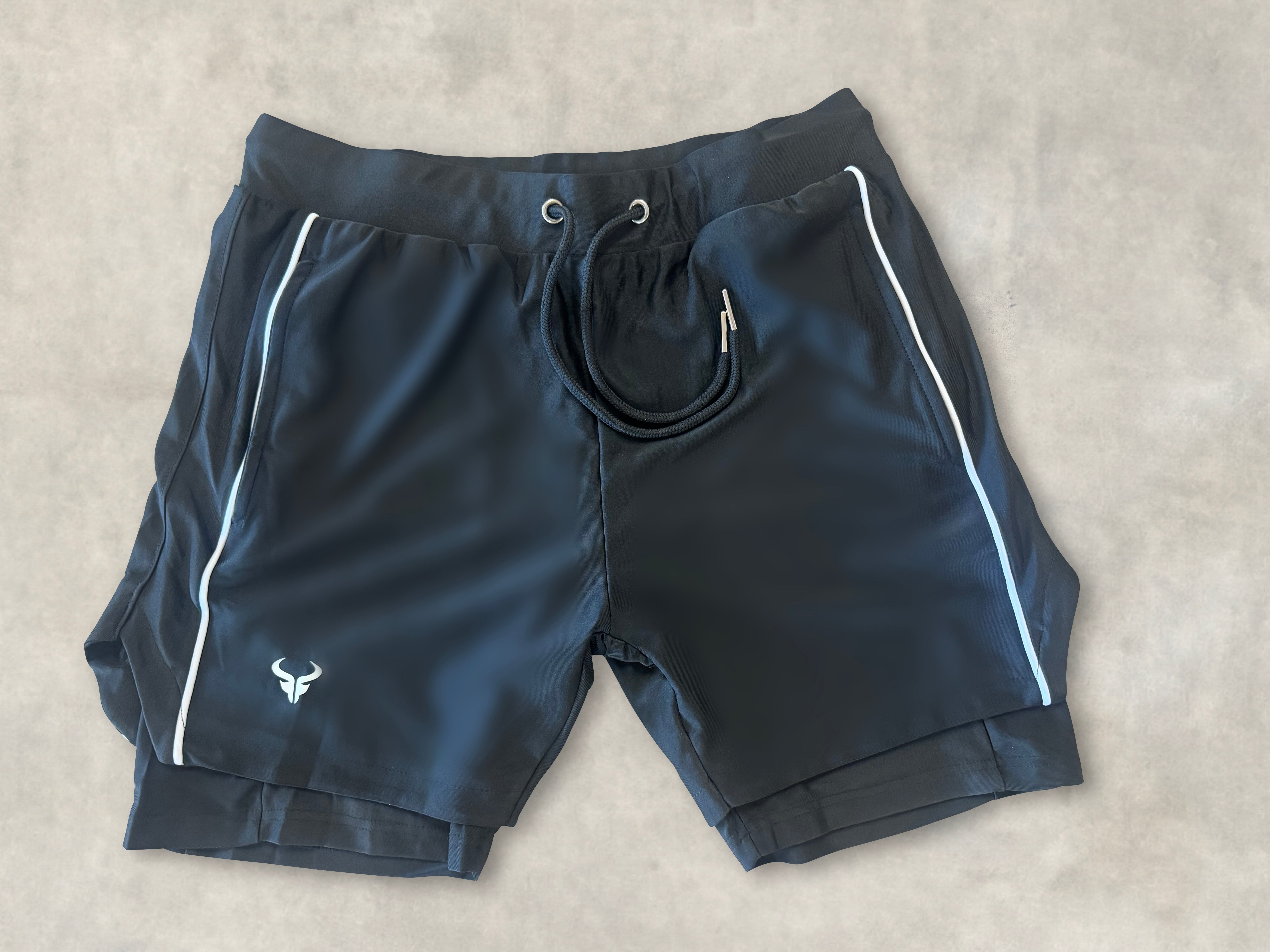 Cerus Black Flex 2-in-1 Running Shorts with Built-in Liner - Men's Athletic Workout & Gym Shorts for Training, Jogging, and Sports Activities