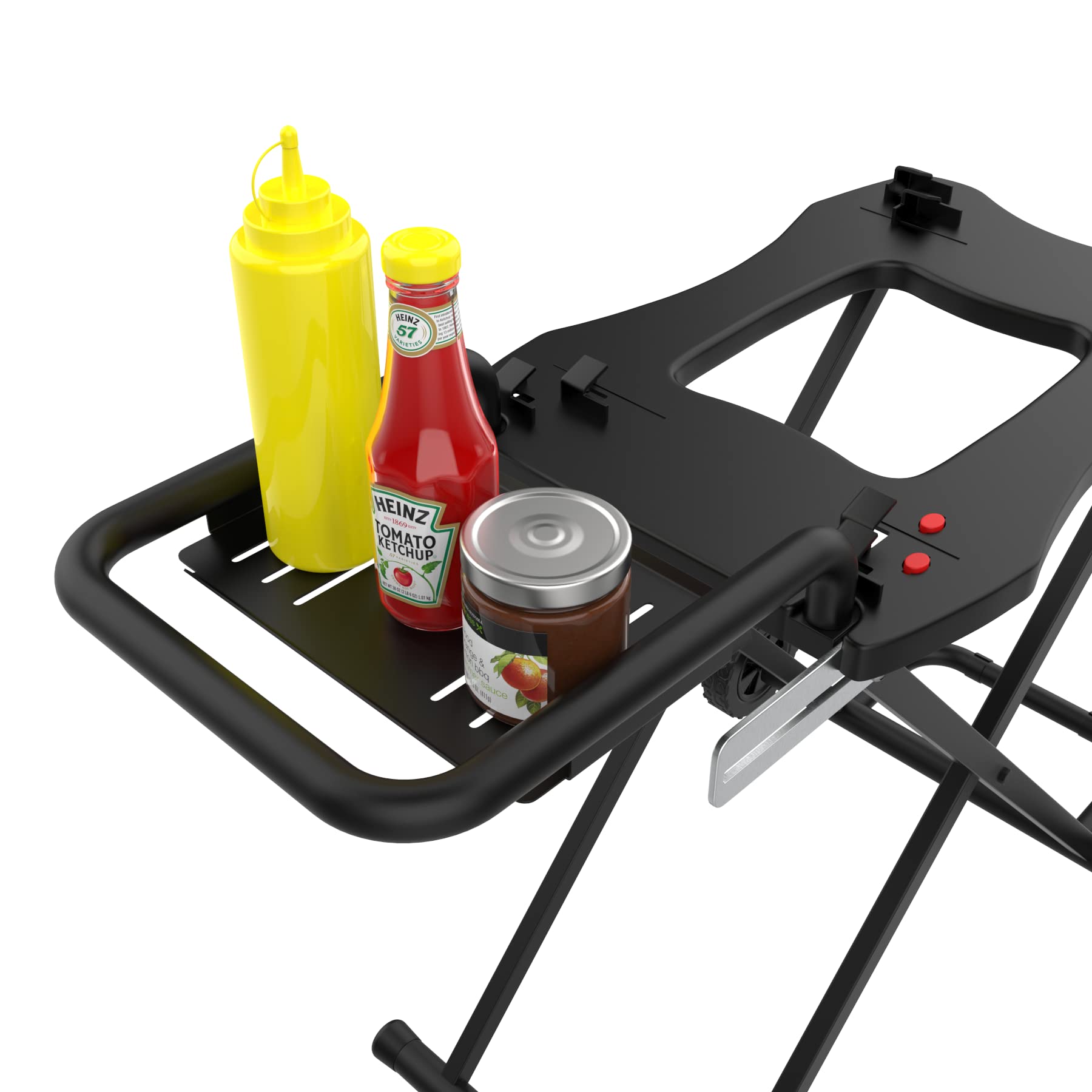 Heavy-Duty Portable Grill Cart for Weber Q1200 Q1000 Q2000 Q1400 - Collapsible BBQ Table with 2 Wheels for Outdoor Cooking, Camping, Tailgating & Backyard Dining (Black)