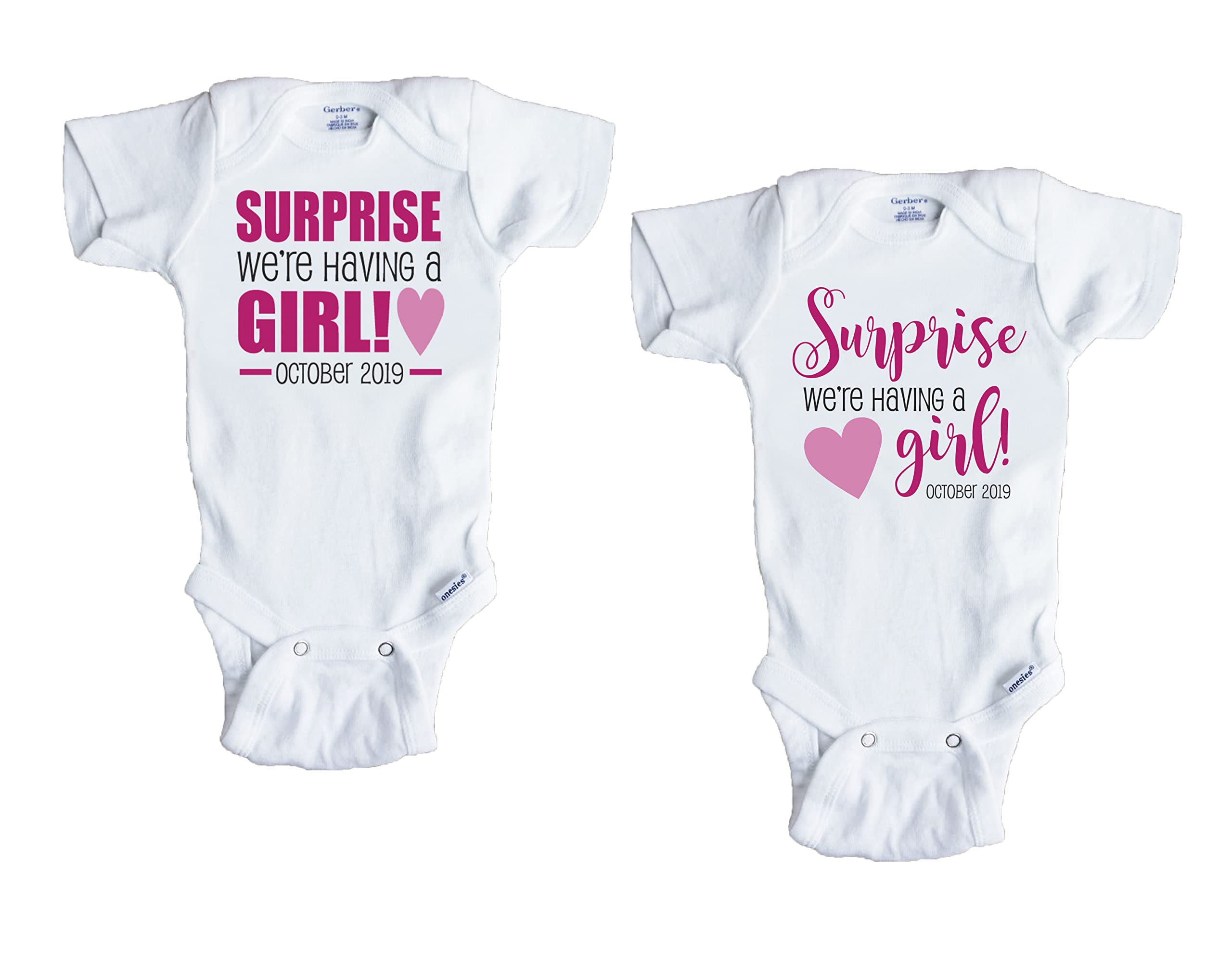 Gender Reveal Onesie - 'Surprise We're Having a Girl' or 'It's a Boy' Baby Announcement Outfit for Pregnancy Reveal Parties & Newborn Photoshoots