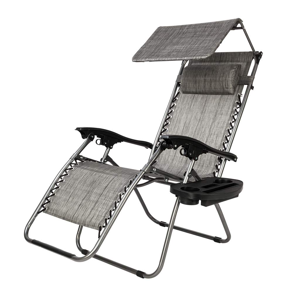 Zero Gravity Lounge Chair with Adjustable Canopy - Portable Reclining Outdoor Chair for Patio, Garden, Beach & Poolside Relaxation | Perfect for Sunbathing, Reading & Backyard Lounging