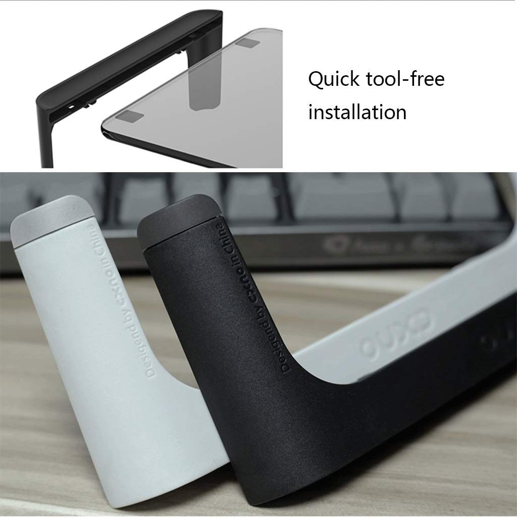 DLT Premium Tempered Glass Monitor Stand with ABS Frame - 60cm Adjustable Riser with USB 2.0 Hub (3 Ports + Fast Charging) - Includes 1.5m & 1.7m Power Cables - Black - Perfect for Home Office & Gaming Setup