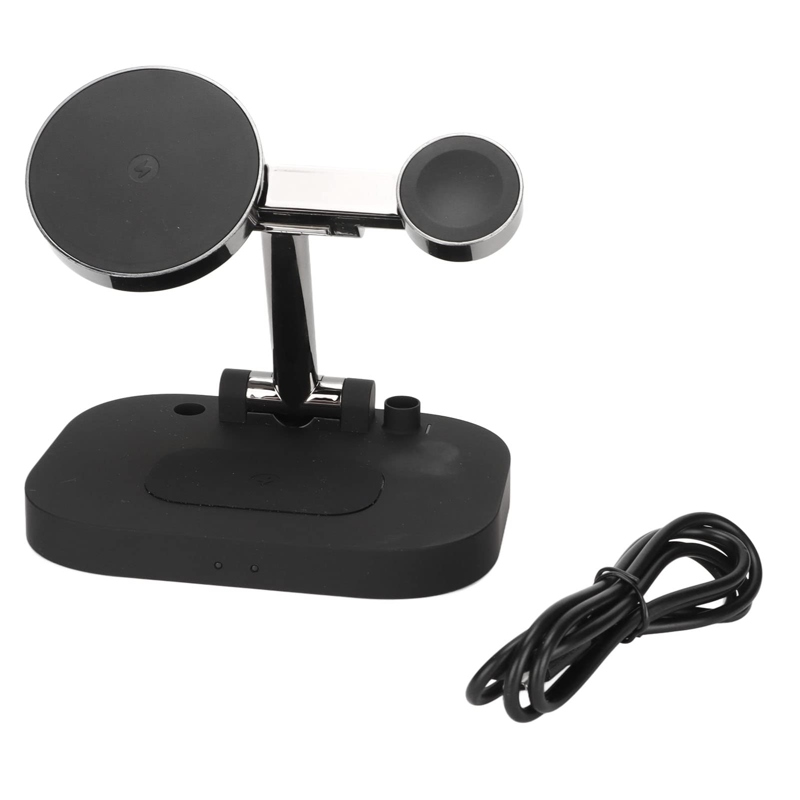 F22 4-in-1 Magnetic Wireless Charger Stand - Fast Foldable Charging Station for iPhone 12/13/14 Series (Black) | Perfect for Home, Office & Travel Charging Multiple Devices