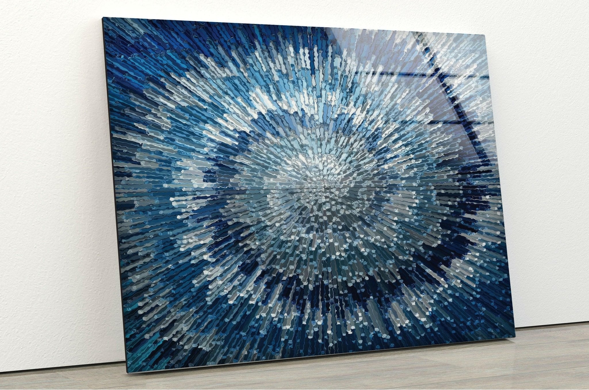 Abstract Blue Textured Glass Wall Art - Modern Handmade Home Decor for Living Room, Bedroom & Office - Unique 3D Wall Sculpture for Contemporary Interior Design