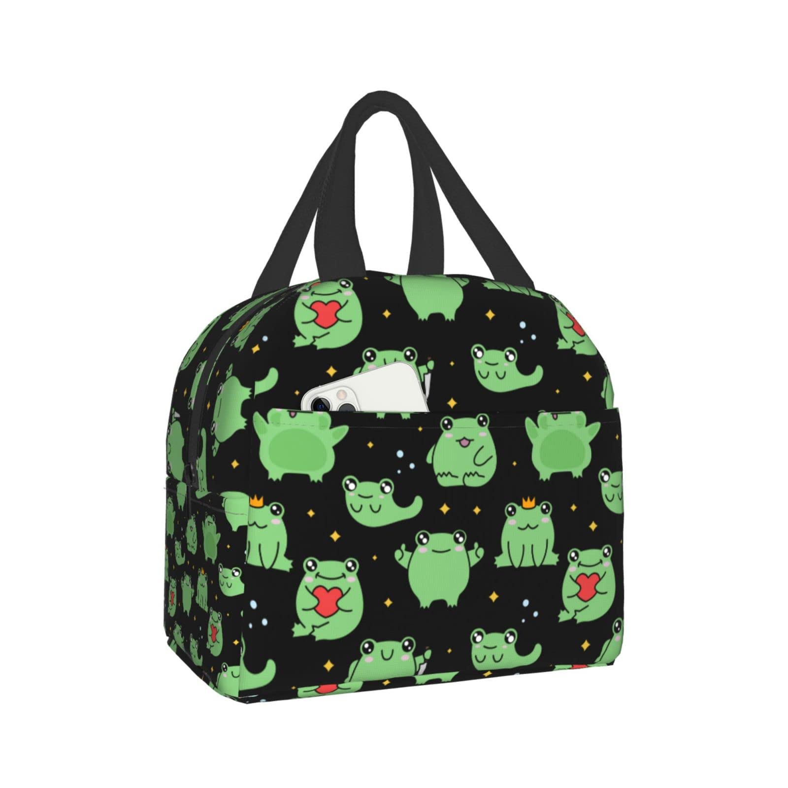 Insulated Lunch Box with Frog, Heart & Stars Design - Reusable & Portable Meal Container for Men & Women - Perfect for Work, Travel, Picnic & School Lunch