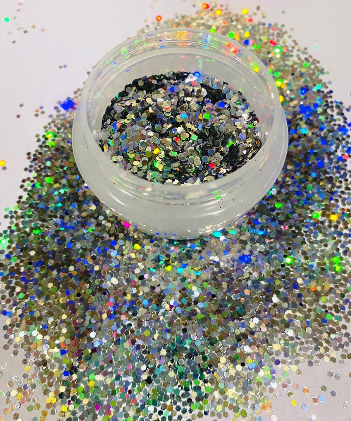 Premium Mahir Silver Holo Chunky Glitter - Nail Art, Makeup & Craft Supplies for DIY Beauty, Cosmetics & Creative Projects - Perfect for Nail Designs, Face Gems & DIY Decorations