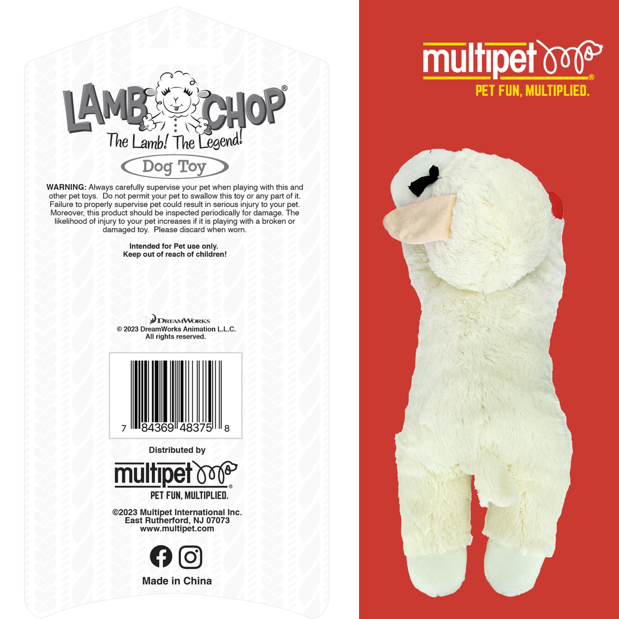 Multipet Lamb Chop Squeaky Dog Toy - Extra Soft Plush Stuffed Animal for Large Dogs - 24