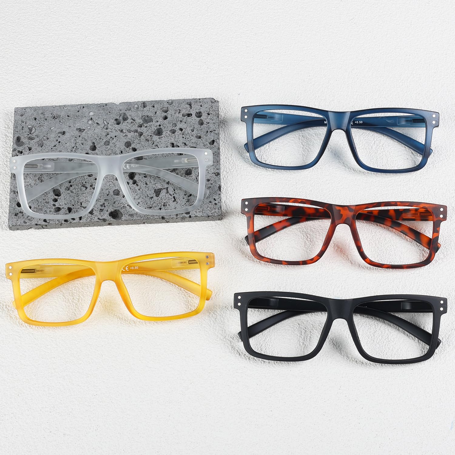 **1.75 Magnification Oversized Reading Glasses for Men & Women – 5 Pack Spring Hinge Cheaters – Perfect for Reading, Crafts & Computer Work**