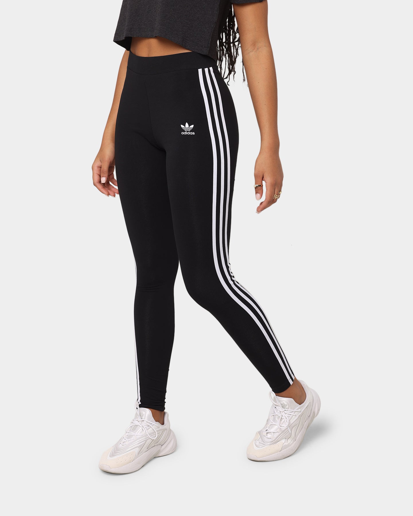 Adidas Women's 3-Stripe Yoga Tights - Black & White Workout Leggings for Running, Gym & Lounge Wear