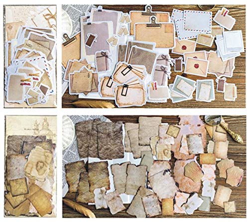 90 PCS Vintage Scrapbook Paper Stickers - Antique Aged Parchment Design for Junk Journaling, Decoupage & DIY Crafts | Perfect for Scrapbooking, Card Making & Home Decor Projects