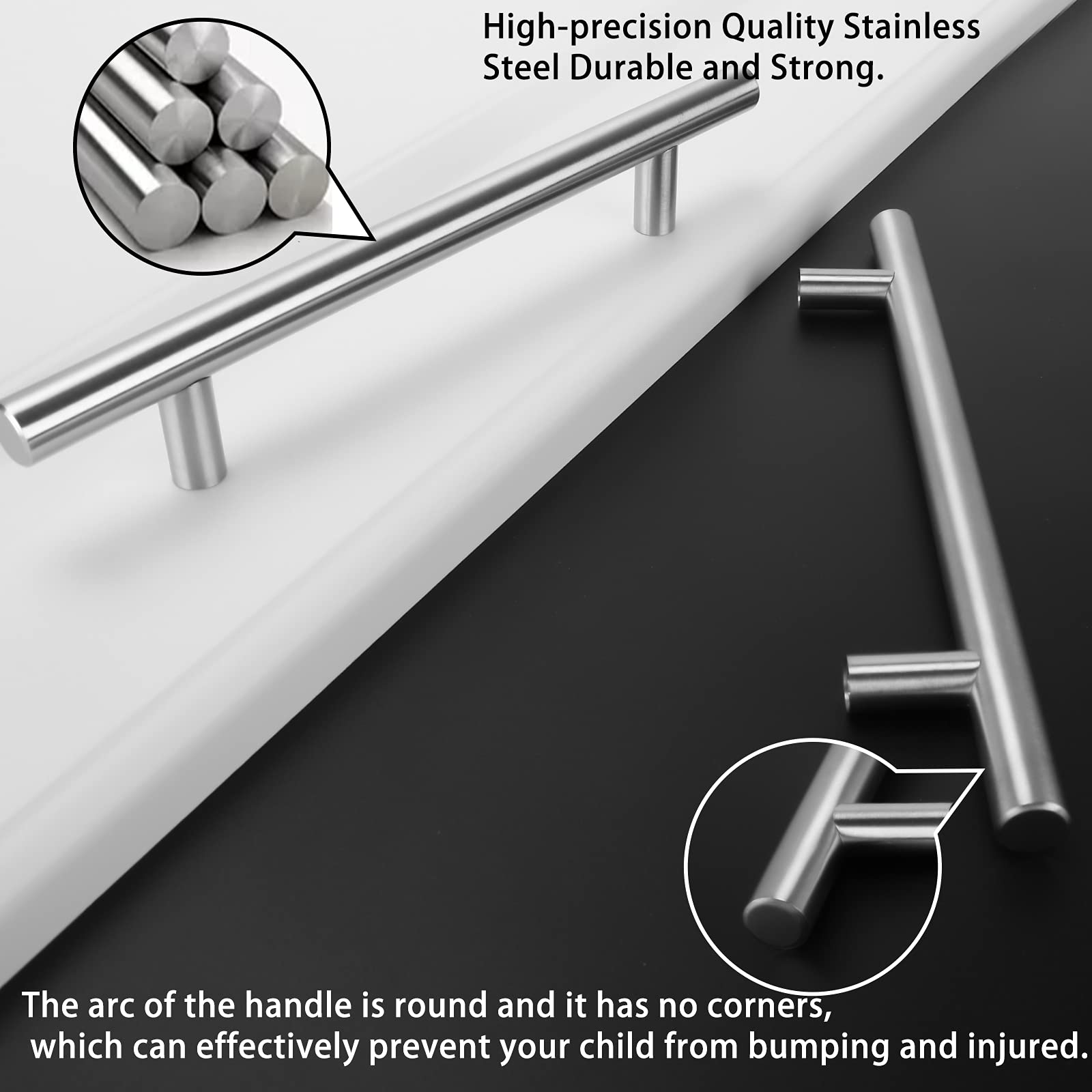 Brushed Nickel Cabinet Pulls 25Pack - 3-3/4in Hole Center for Kitchen, Bathroom & Wardrobe