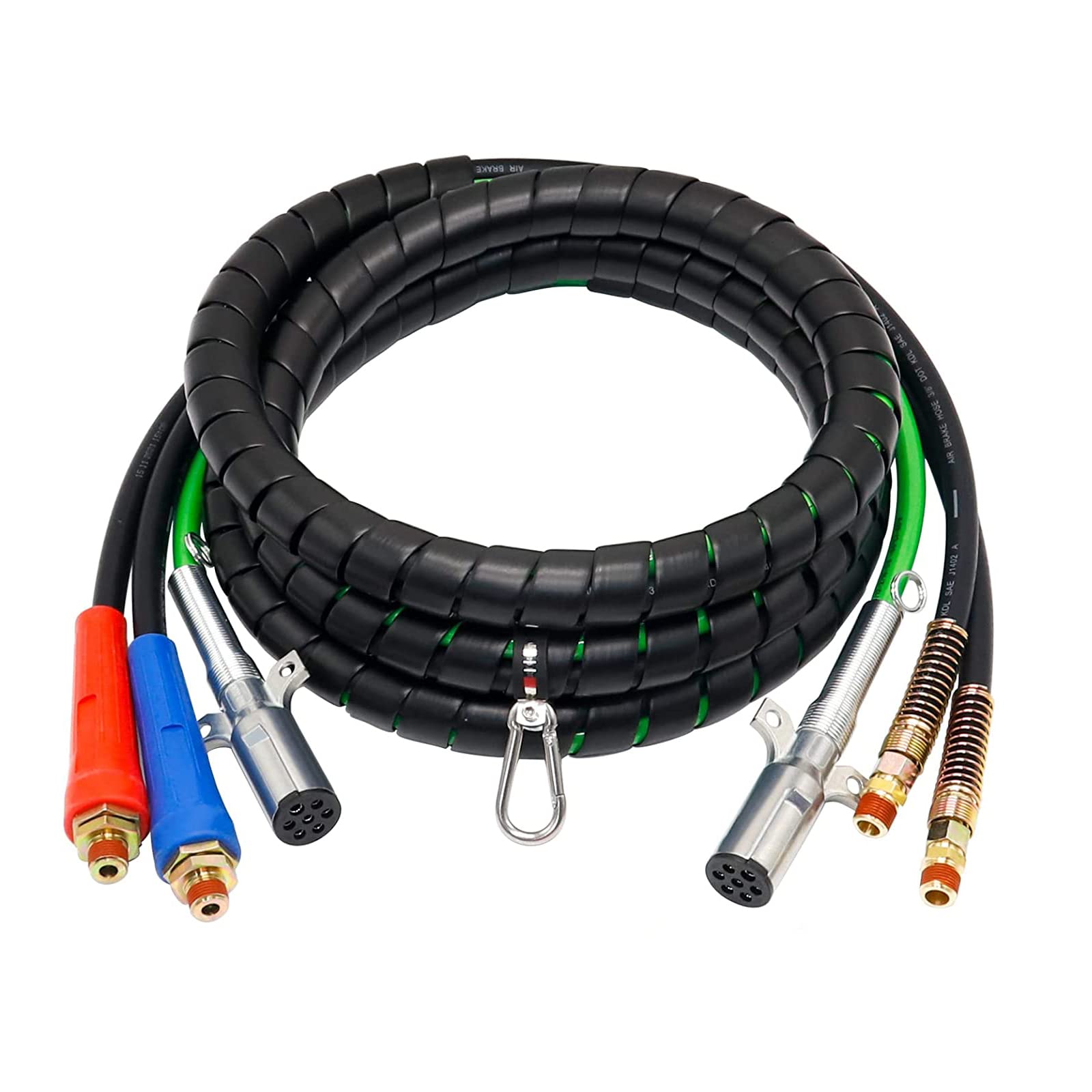 15ft 3-in-1 ABS Air Line Hose Kit for Semi Trucks - Heavy Duty Towing & Trailers