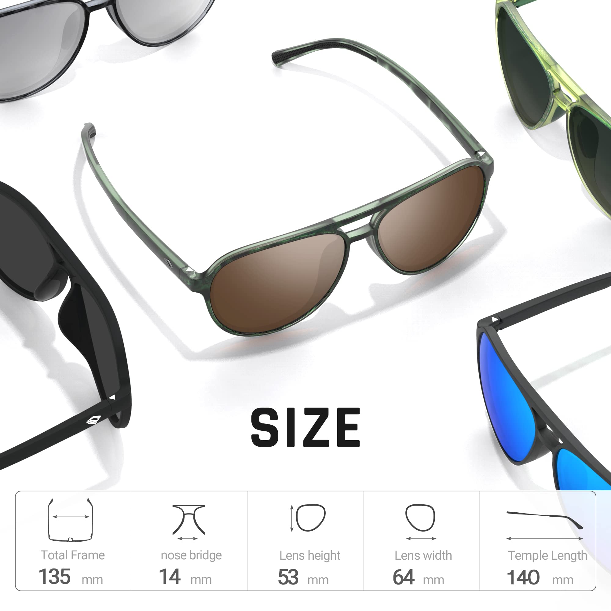 Polarized Aviator Sunglasses for Men & Women - UV Protection, Lightweight TR75 Frame for Fishing, Boating, Beach, Golf & Driving | Sporty Style for Outdoor Activities & Summer Fashion