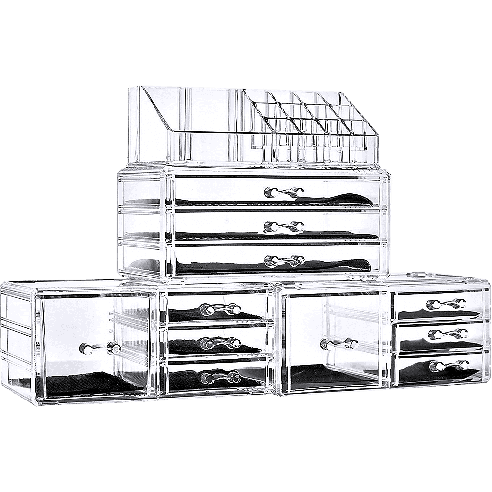 11-Drawer Clear Acrylic Organizer Tower for Makeup & Jewelry Storage - Luxury Display Cabinet for Vanity, Bathroom & Dressing Room Organization
