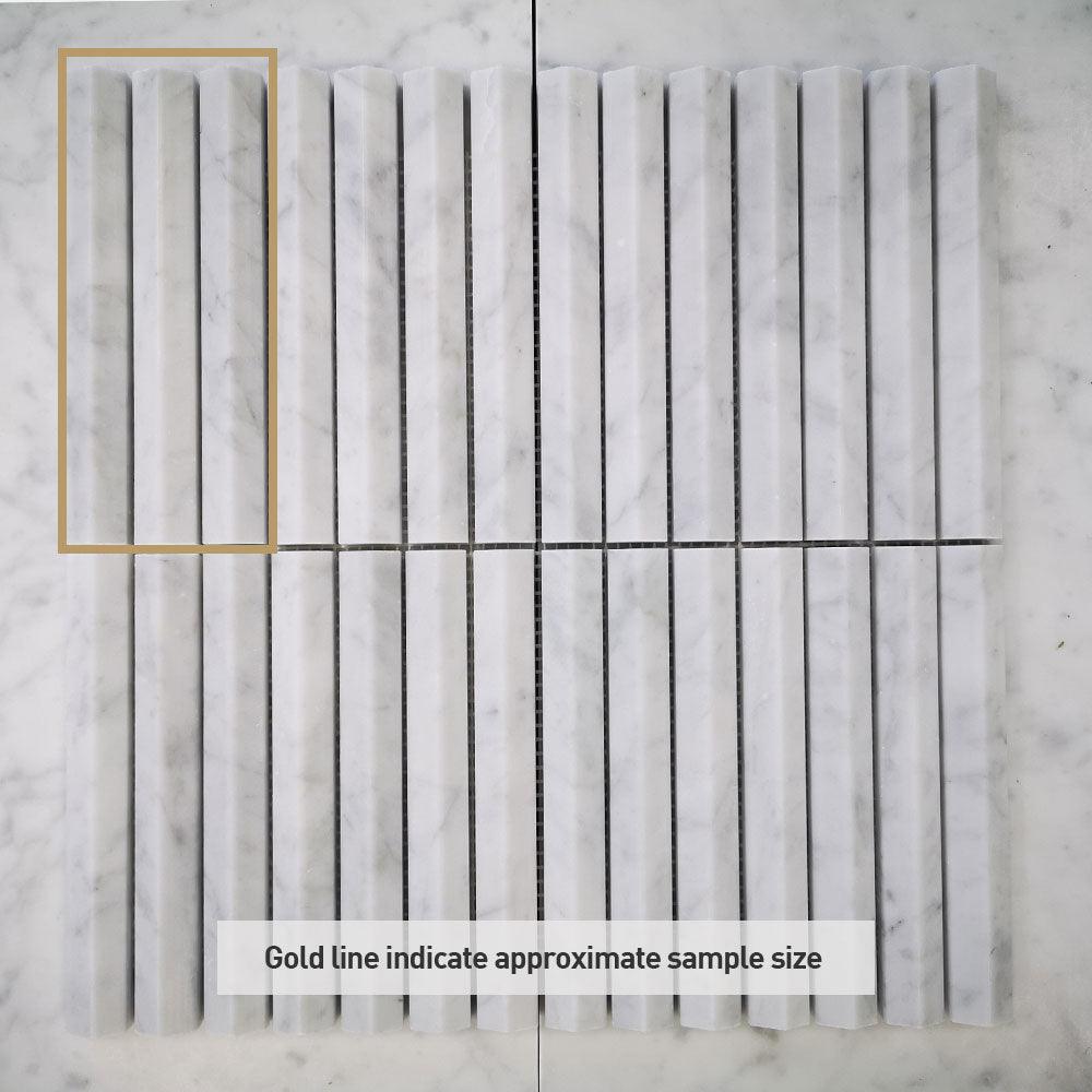 Athena Triangle Carrara White 152x20x12 Honed Marble Mosaic Tile - Premium Natural Stone for Bathroom, Kitchen Backsplash & Shower Floor (Per Sheet)