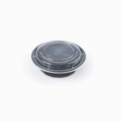 16 oz Black Plastic Takeout Containers with Clear Lids - 50 Pack, Microwave Safe (6.25