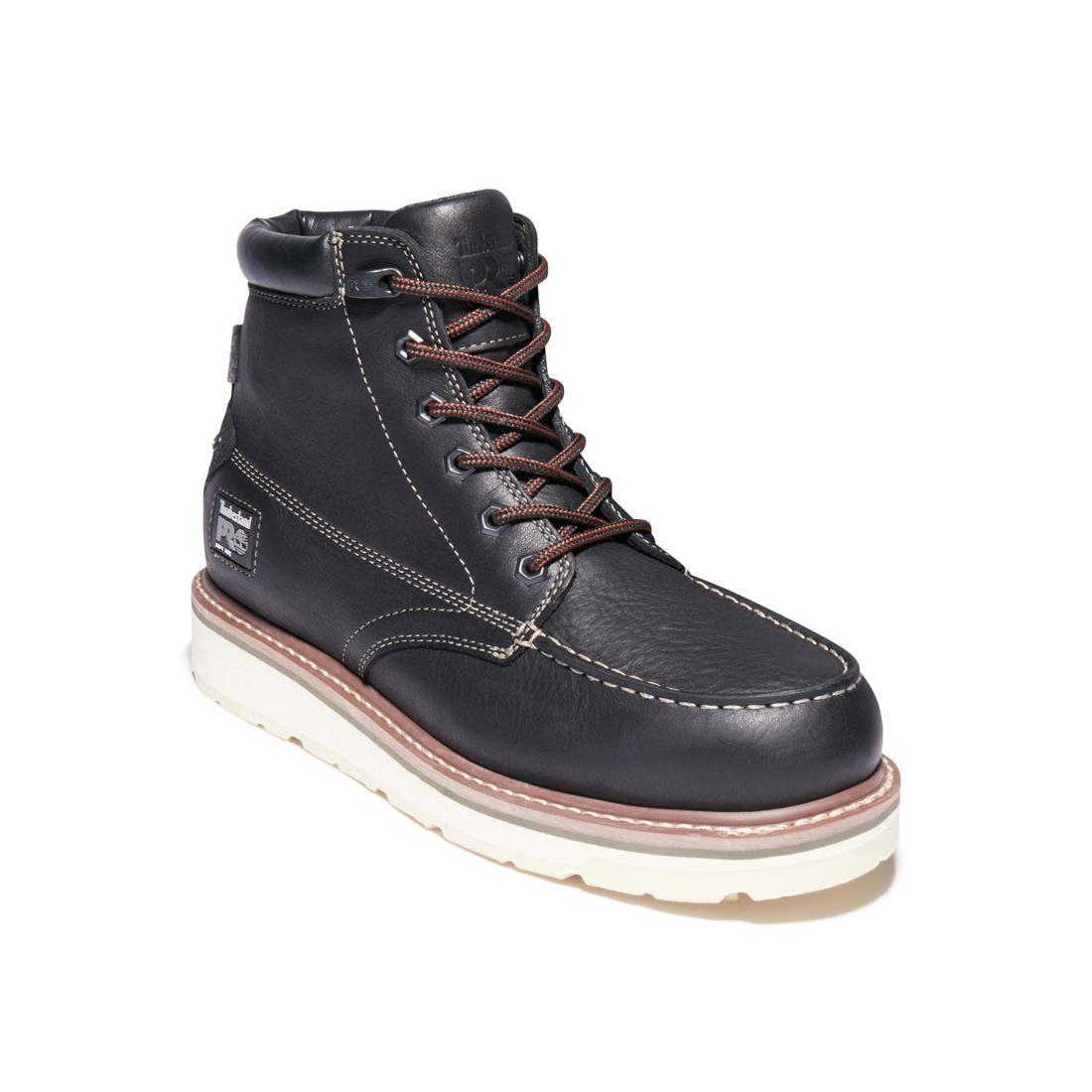 Gridworks 6 Inch Soft Toe Waterproof Work Boots for Men - Black Slip Resistant Safety Shoes for Construction, Hiking & Outdoor Activities
