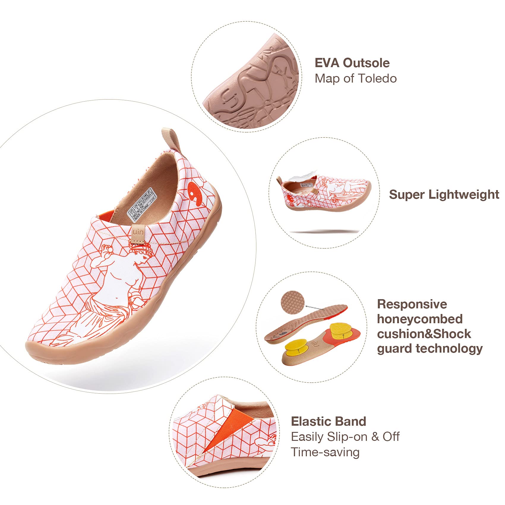 UIN Women's Slip On Sneakers - Casual Knit Loafers with Artistic Painting, Soft Comfort Walking Shoes for Women | Perfect for Work, Travel & Everyday Wear