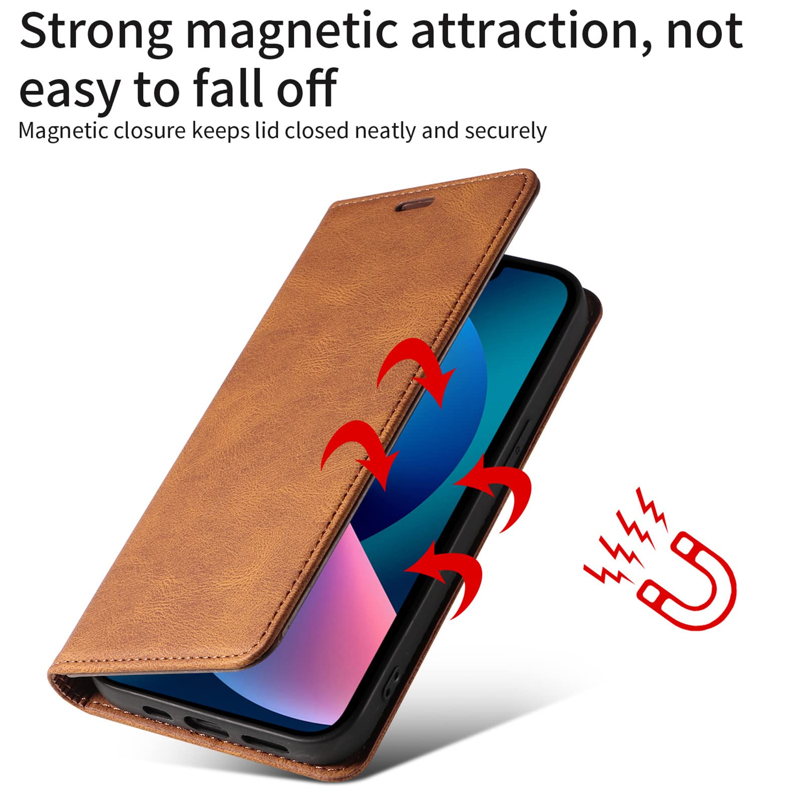 Premium PU Leather Magnetic Flip Case for Samsung Galaxy S24 Ultra/S24 Plus/S24 - Slim Wallet Cover with Card Slots & Invisible Stand (Brown) - Perfect for Work, Travel & Everyday Protection