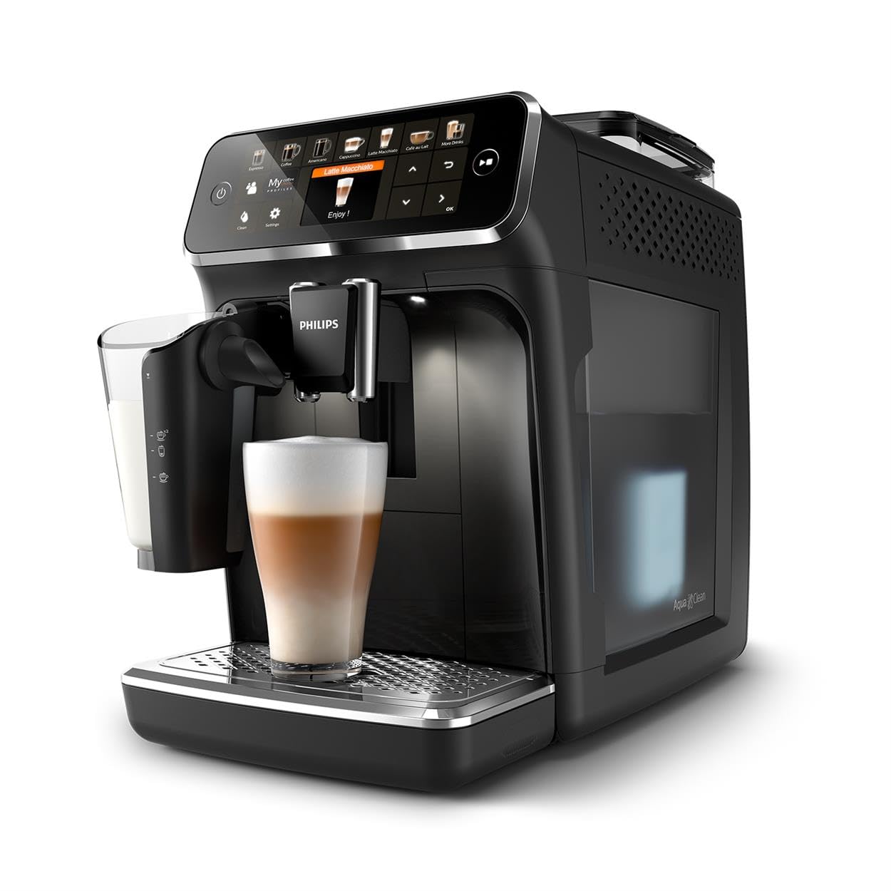 Philips 5400 Series Fully Automatic Espresso Machine with LatteGo Milk System - 12 Coffee Varieties, Intuitive Touch Display, 4 User Profiles, Black (EP5441/50) - Perfect for Home Baristas & Coffee Lovers