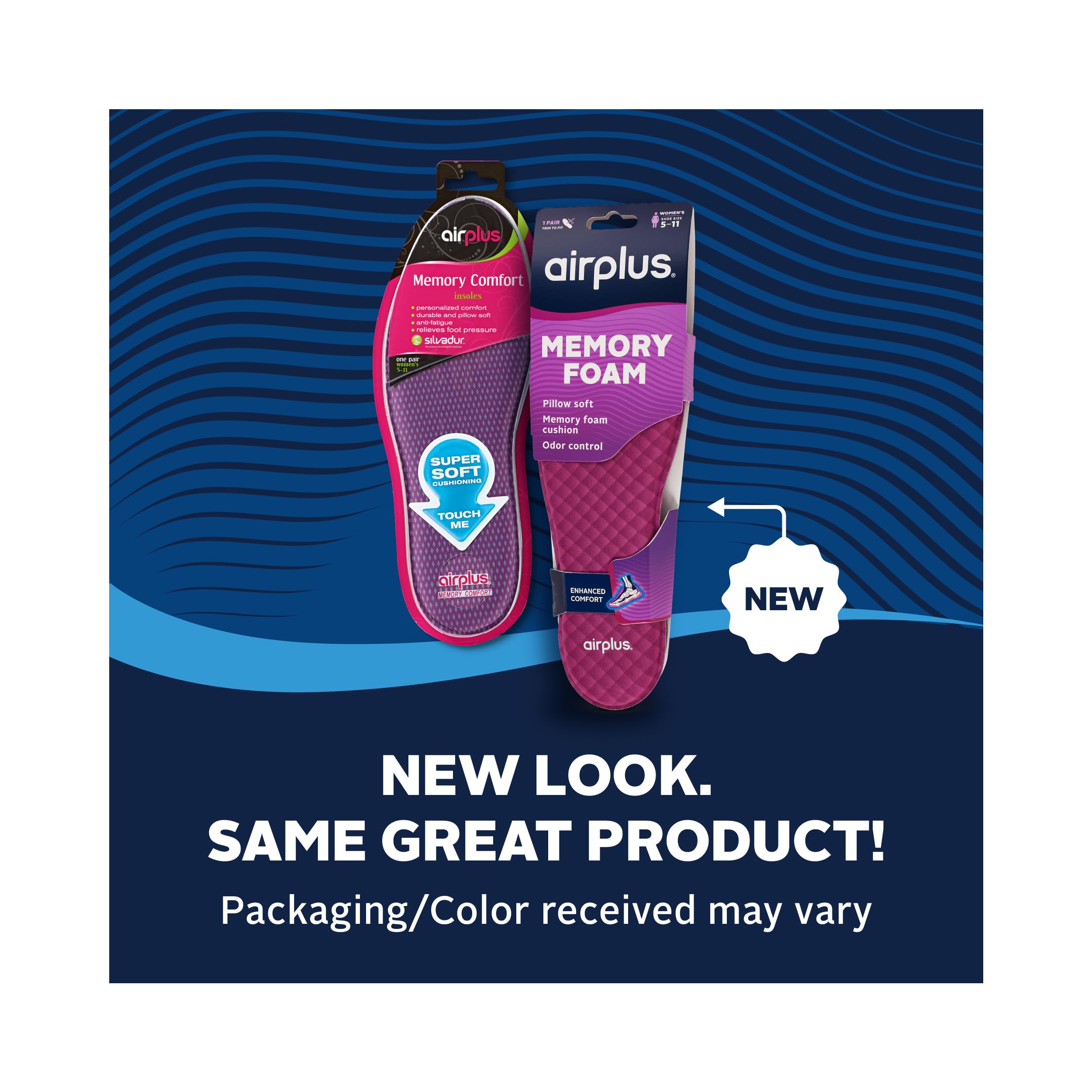 Airplus Memory Comfort Shoe Insoles with Memory Foam for Pressure Relief - Orthotic Arch Support for Men & Women - Perfect for Running, Walking & Work Shoes