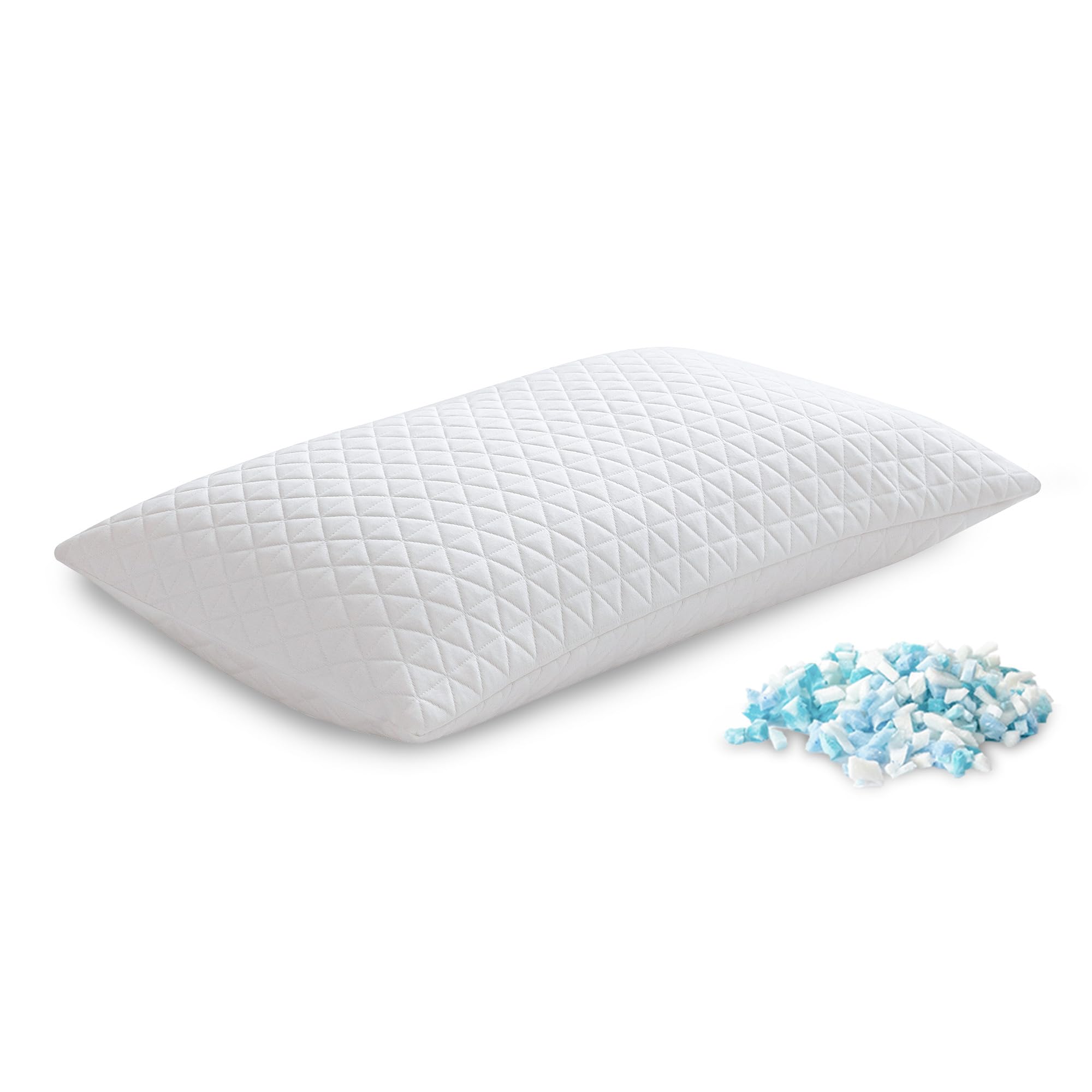 Shredded Memory Foam Pillow for Side Back Stomach Sleepers - Queen Size Bed Pillow with Neck Support & Washable Cover - Medium Firmness for Optimal Comfort (3-Pack) - Perfect for Home, Office & Travel Use
