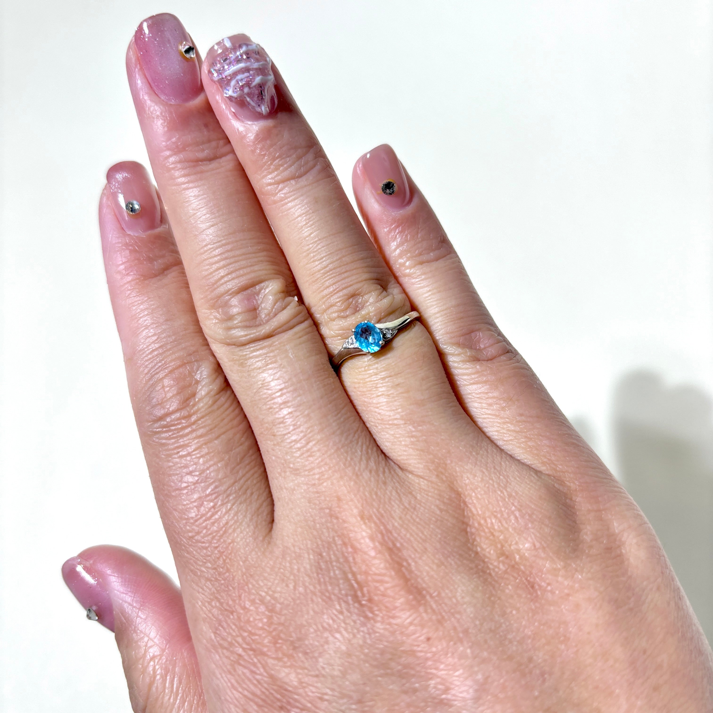 10K White Gold Blue Topaz & Diamond Ring - 0.34ct Natural Topaz & 0.01ctw Diamond Accents - Size 5 - Elegant Birthstone Jewelry for Women, Perfect for Anniversary Gifts & Special Occasions