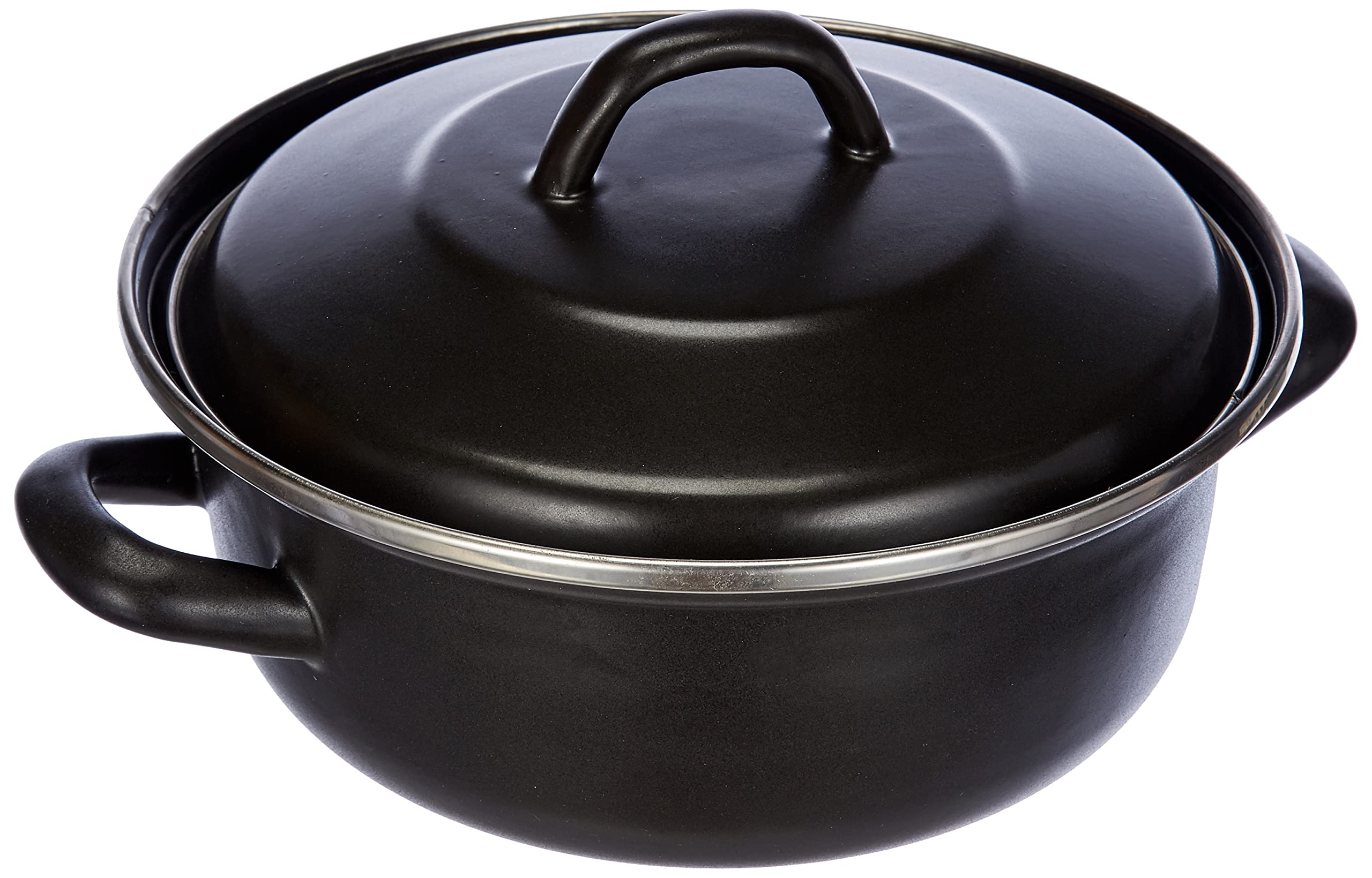 Karl Kruger Nostalgia Series 20cm Enamel Roasting Pan - Black Cast Iron Cookware for Oven, Stovetop & Camping - Perfect for Roasting Chicken, Vegetables & Baking Bread