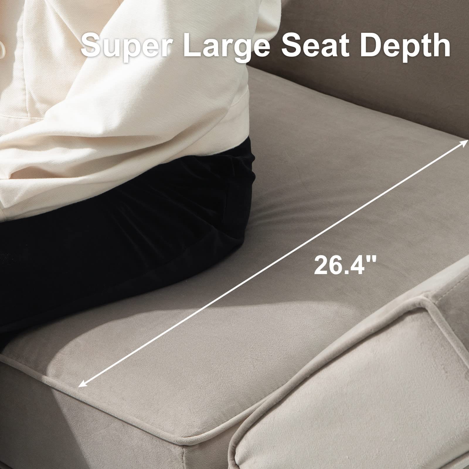 Belffin Modular Sectional Arm Chair with Storage Seat - Velvet Grey Accent Chair for Living Room, Apartment, or Office - Comfortable Single Club Chair for Relaxing & Reading