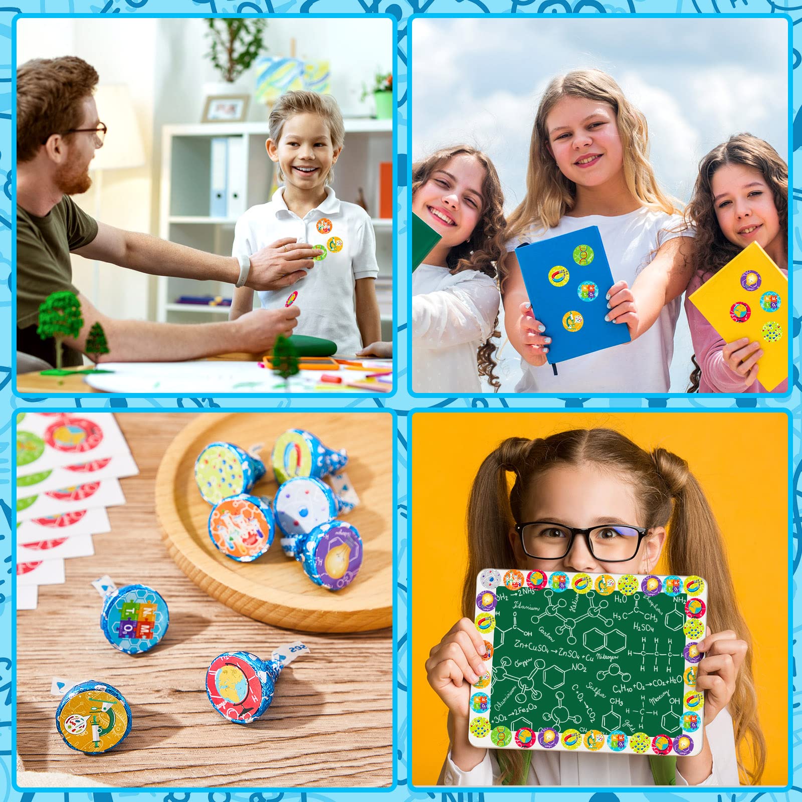 1800 Pcs Science Stickers for Kids - Chemistry, Lab & Space Themed Reward Stickers - Bulk Science Party Favors, Classroom Incentives & Birthday Decals (9 Styles) - Perfect for Teachers, Students & Science Enthusiasts