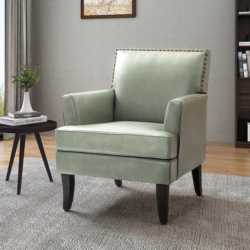 Fatima Vegan Leather Armchair - Modern PU Leather Lounge Chair for Living Room, Office & Bedroom - Eco-Friendly Faux Leather Accent Chair with Sturdy Metal Legs