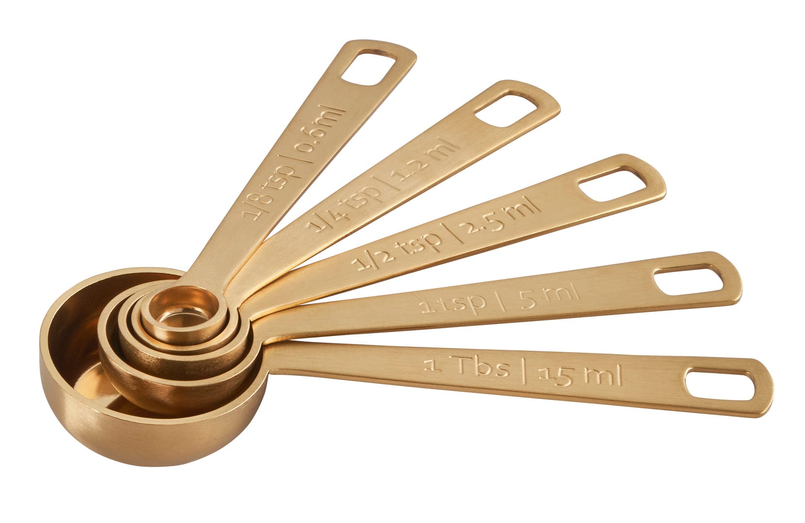 Le Creuset 5-Piece Gold Measuring Spoons Set - Stainless Steel Kitchen Measuring Tools for Baking, Cooking & Coffee - Perfect Gift for Home Chefs