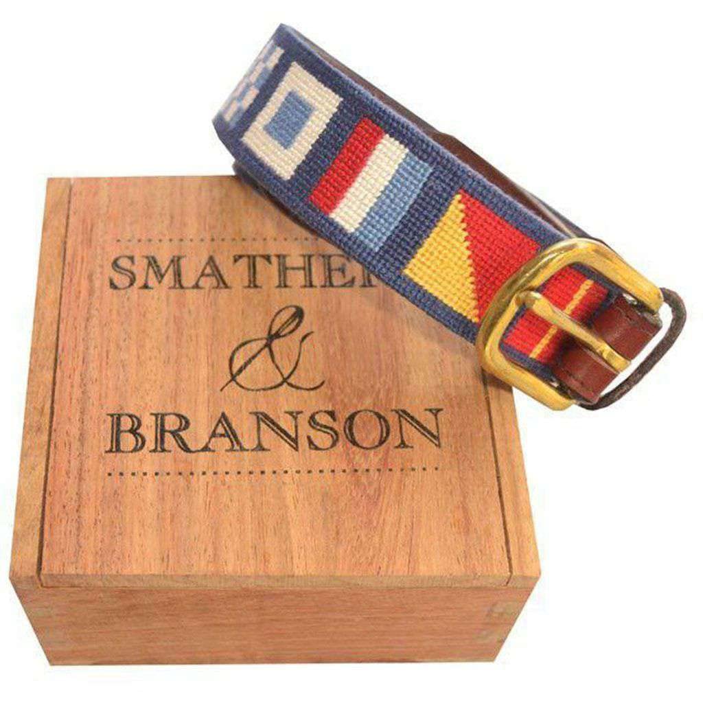 Smathers & Branson Dark n' Stormy Needlepoint Belt - Premium Handmade Men's Fashion Accessory for Casual & Formal Outfits